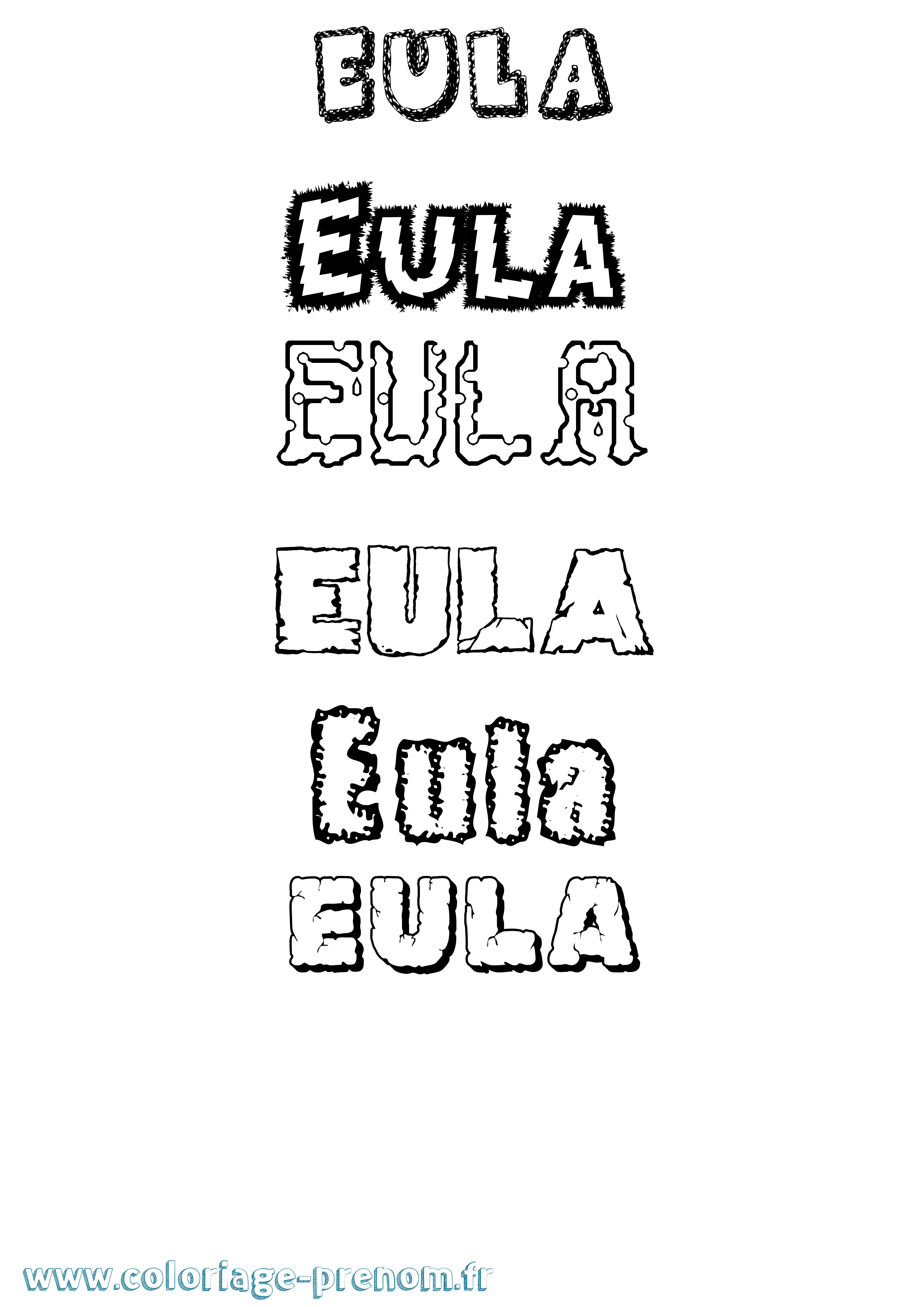 Coloriage Eula Destructuré Coloriage prénom Eula Destructuré