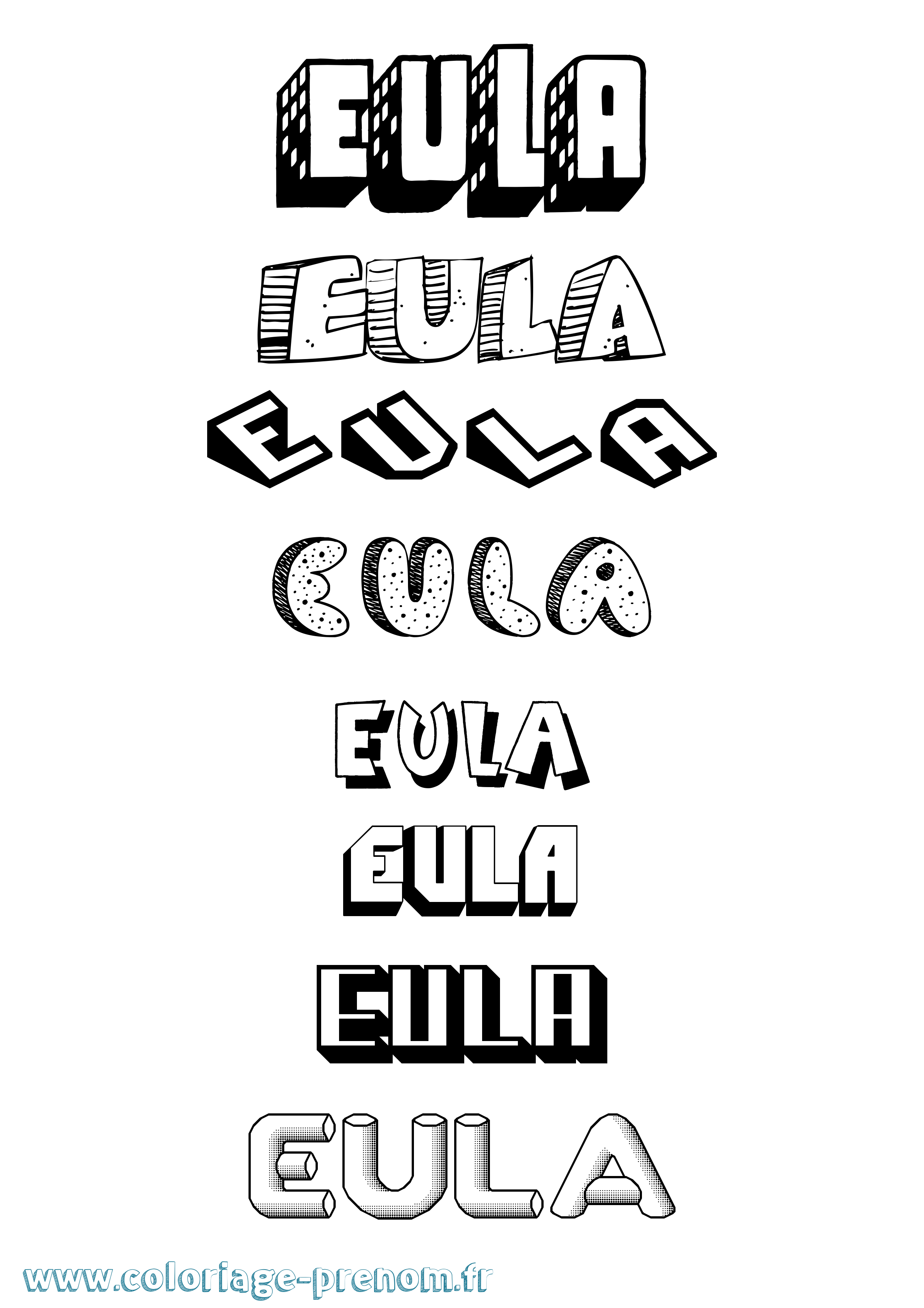 Coloriage Eula Effet 3D Coloriage prénom Eula Effet 3D
