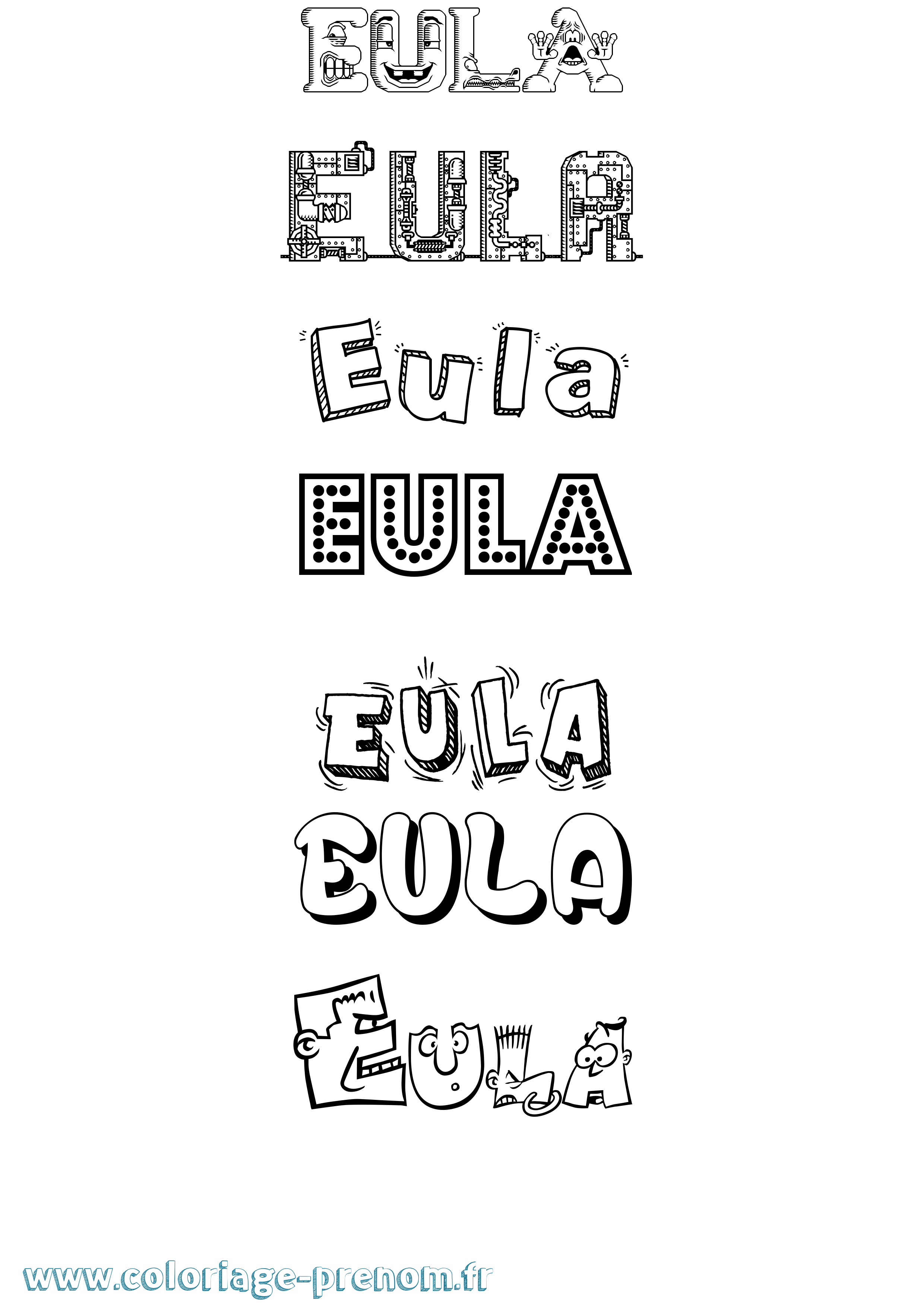 Coloriage Eula Fun Coloriage prénom Eula Fun
