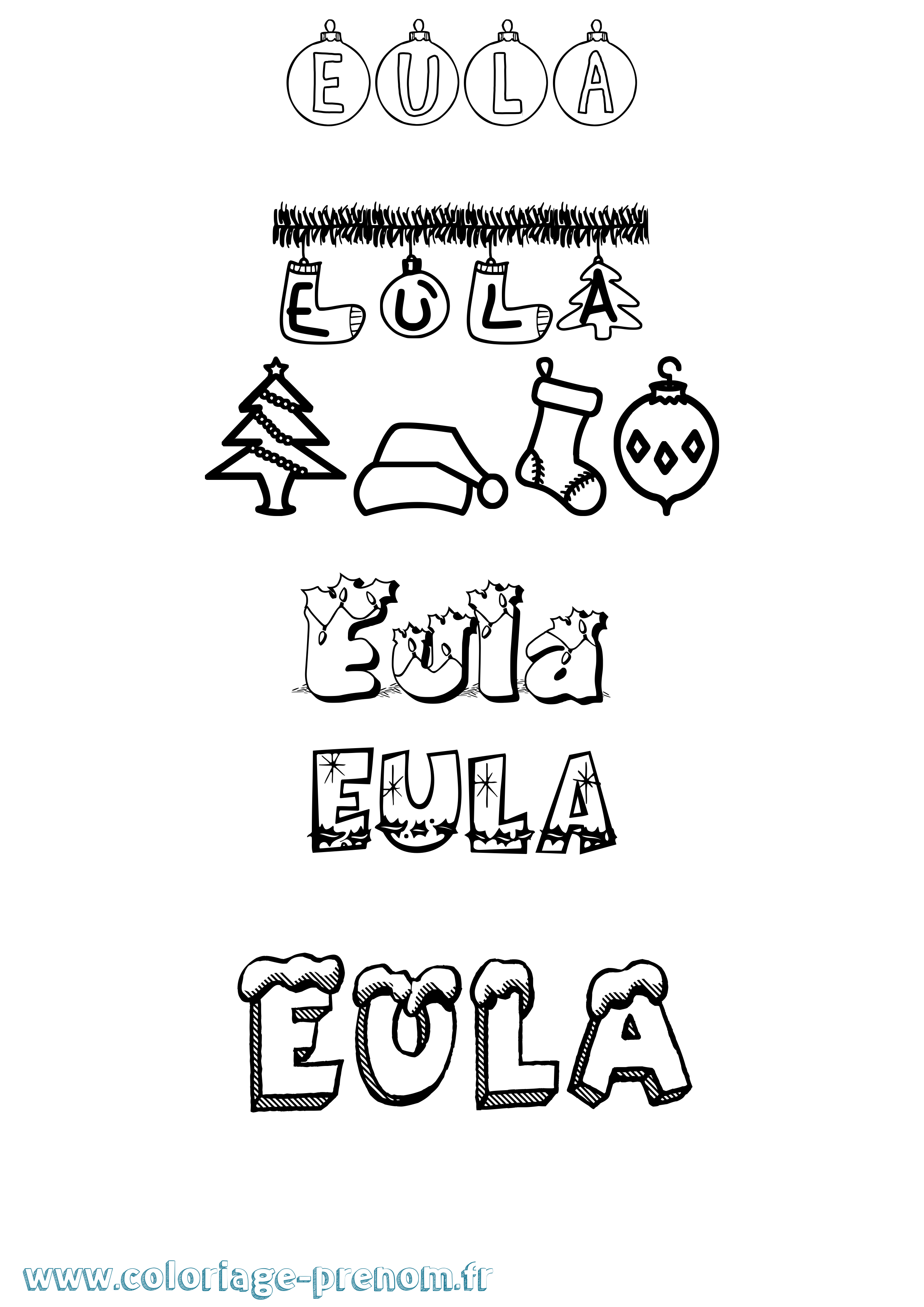 Coloriage Eula Noël Coloriage prénom Eula Noël