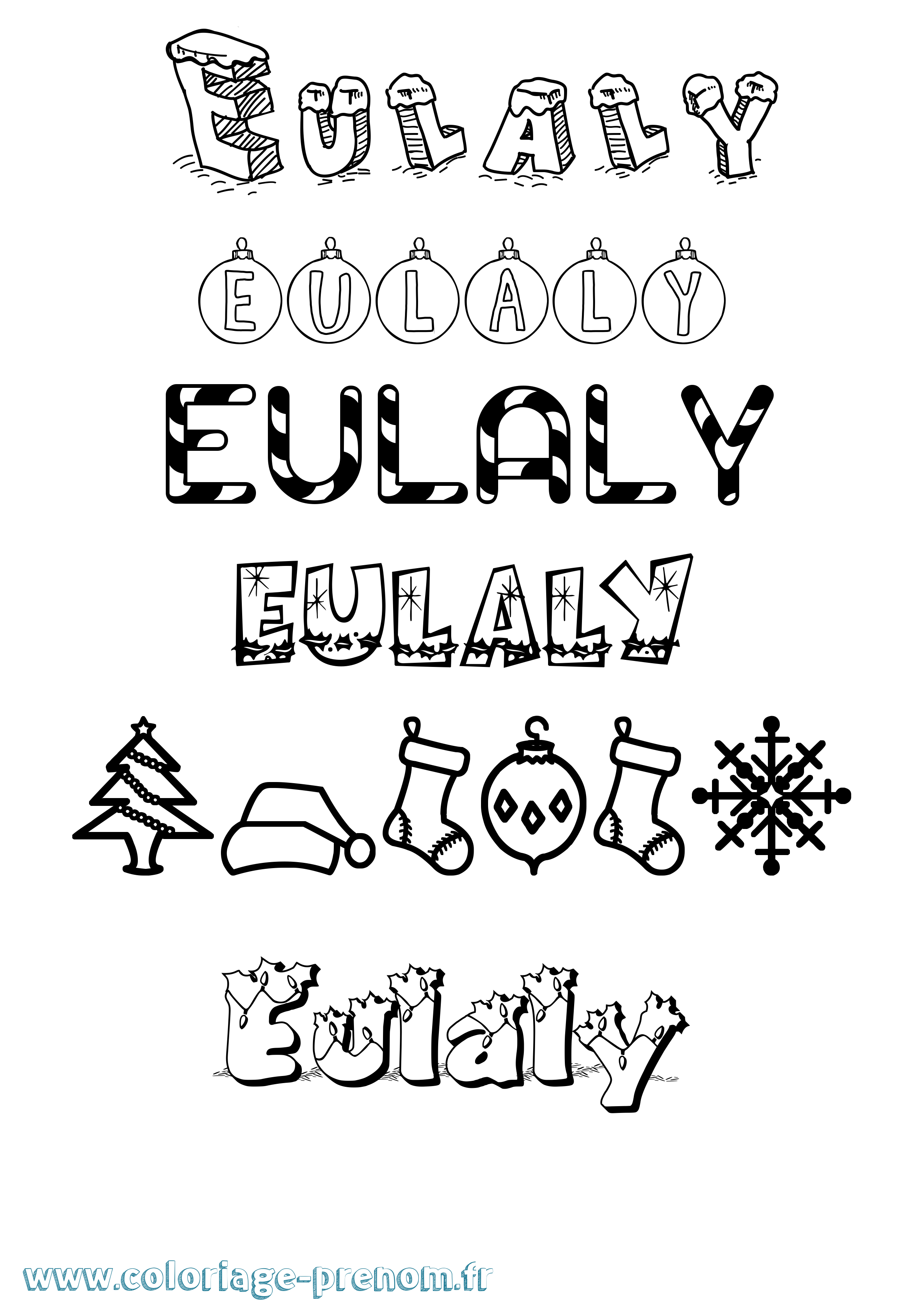 Coloriage Eulaly Noël Coloriage prénom Eulaly Noël
