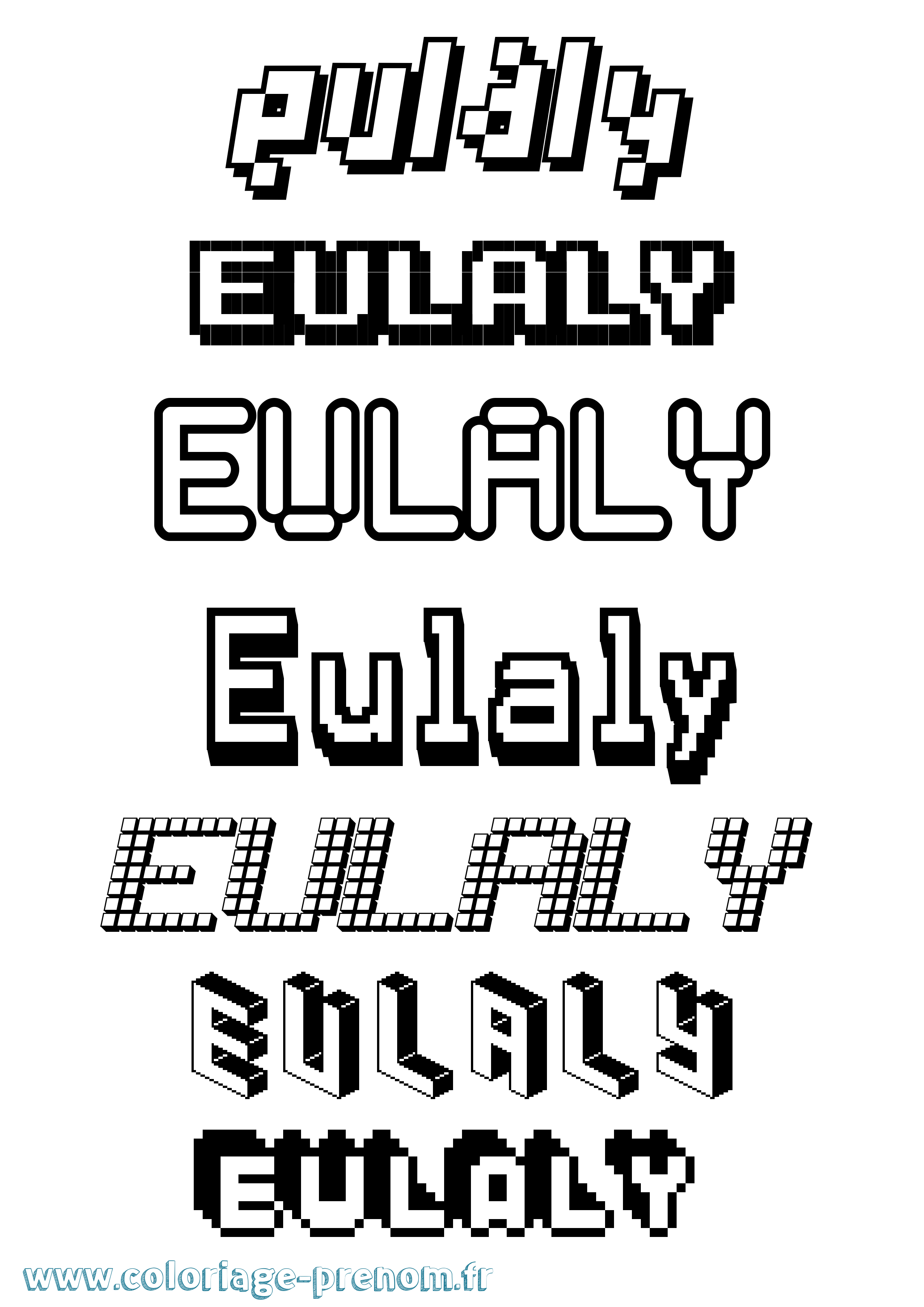 Coloriage Eulaly Pixel Coloriage prénom Eulaly Pixel