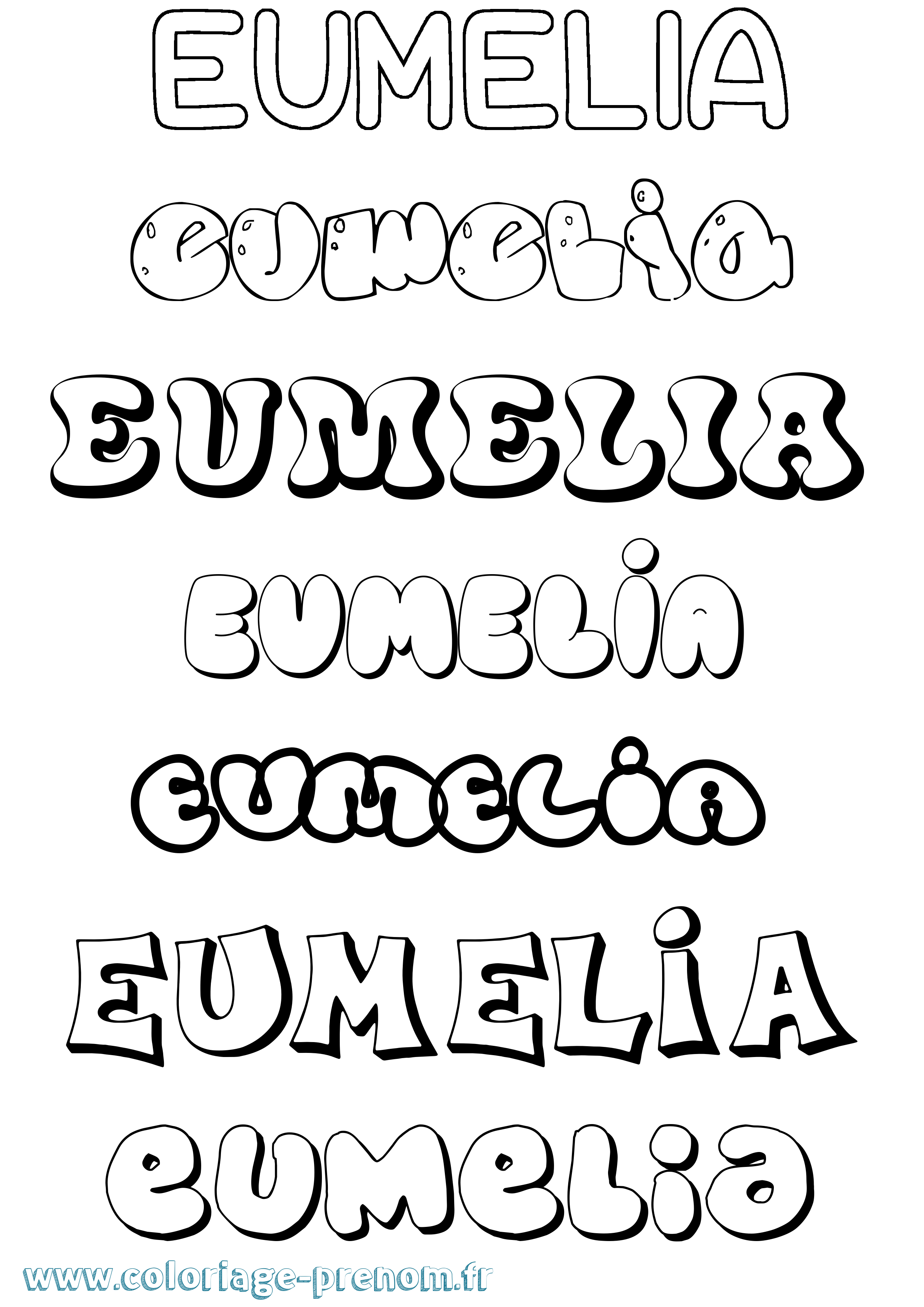 Coloriage Eumelia Bubble Coloriage prénom Eumelia Bubble