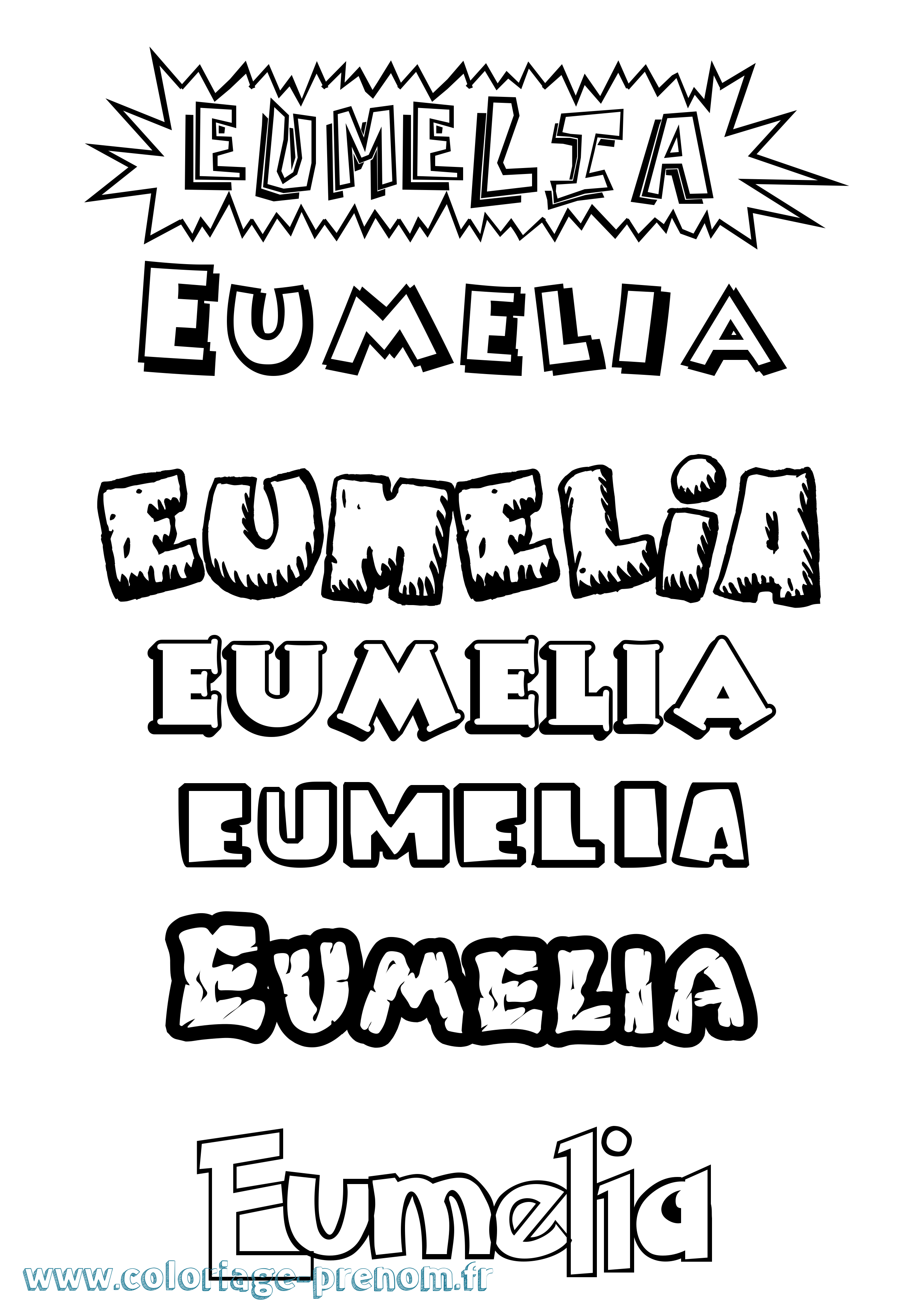 Coloriage Eumelia Dessin Animé Coloriage prénom Eumelia Dessin Animé