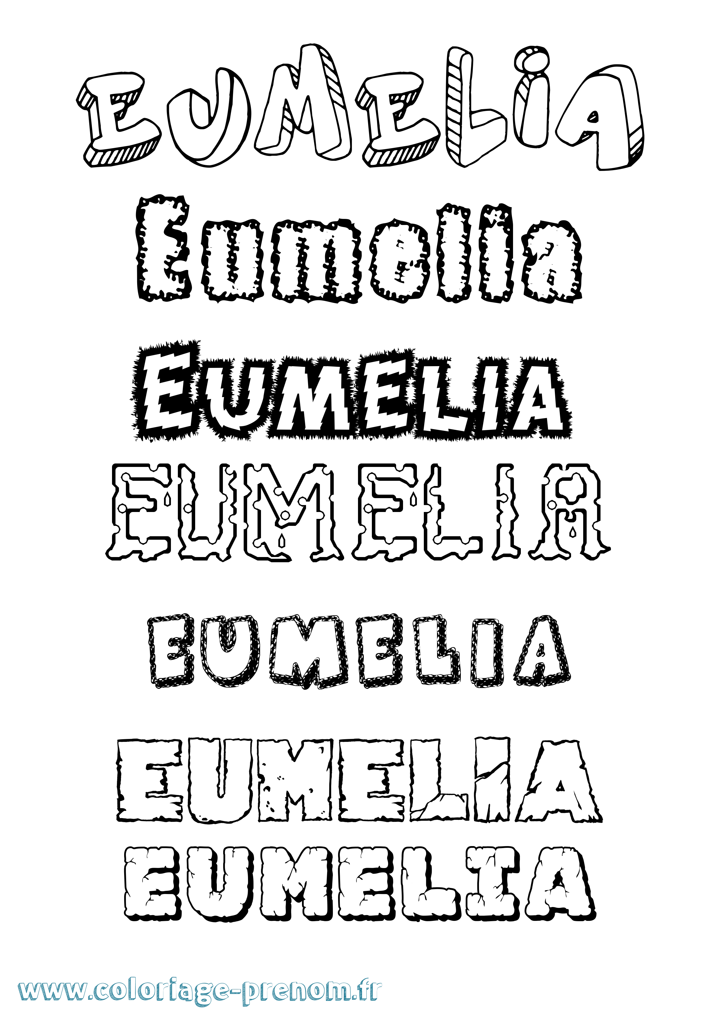 Coloriage Eumelia Destructuré Coloriage prénom Eumelia Destructuré