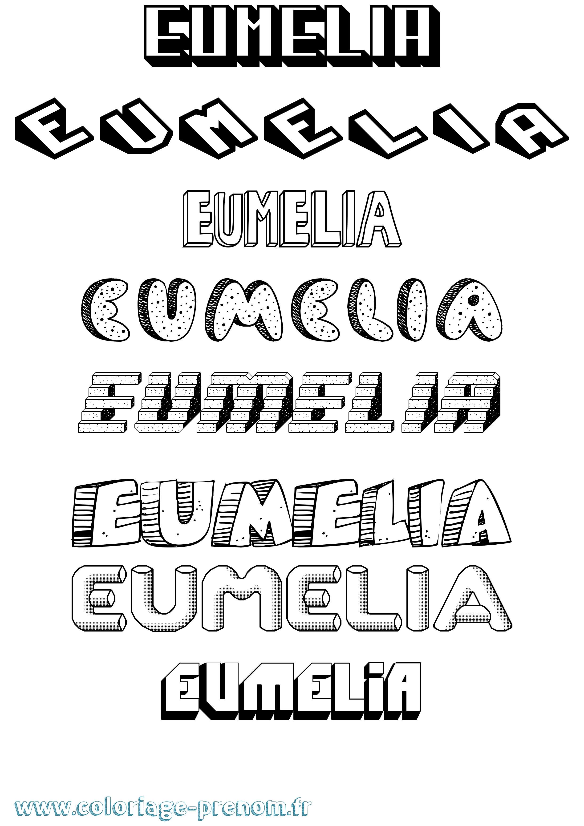 Coloriage Eumelia Effet 3D Coloriage prénom Eumelia Effet 3D