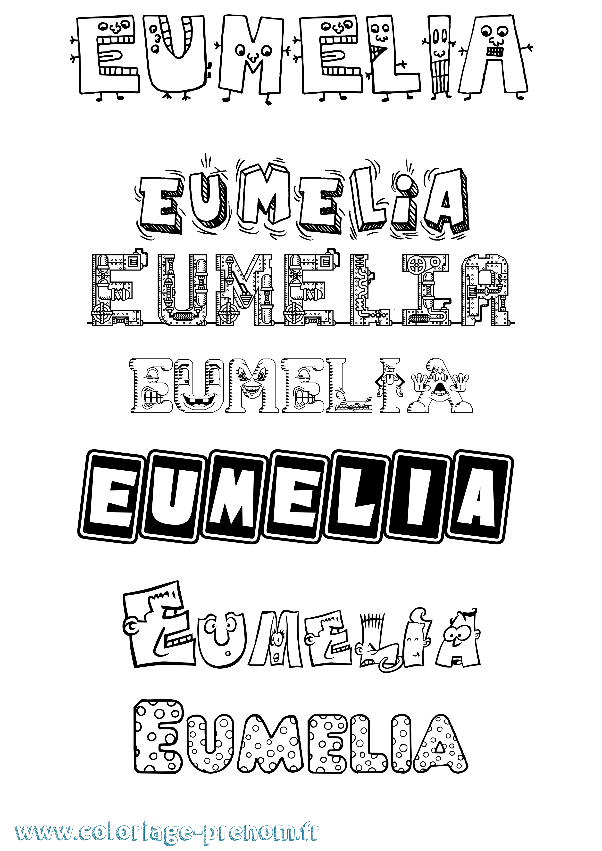 Coloriage Eumelia Fun Coloriage prénom Eumelia Fun