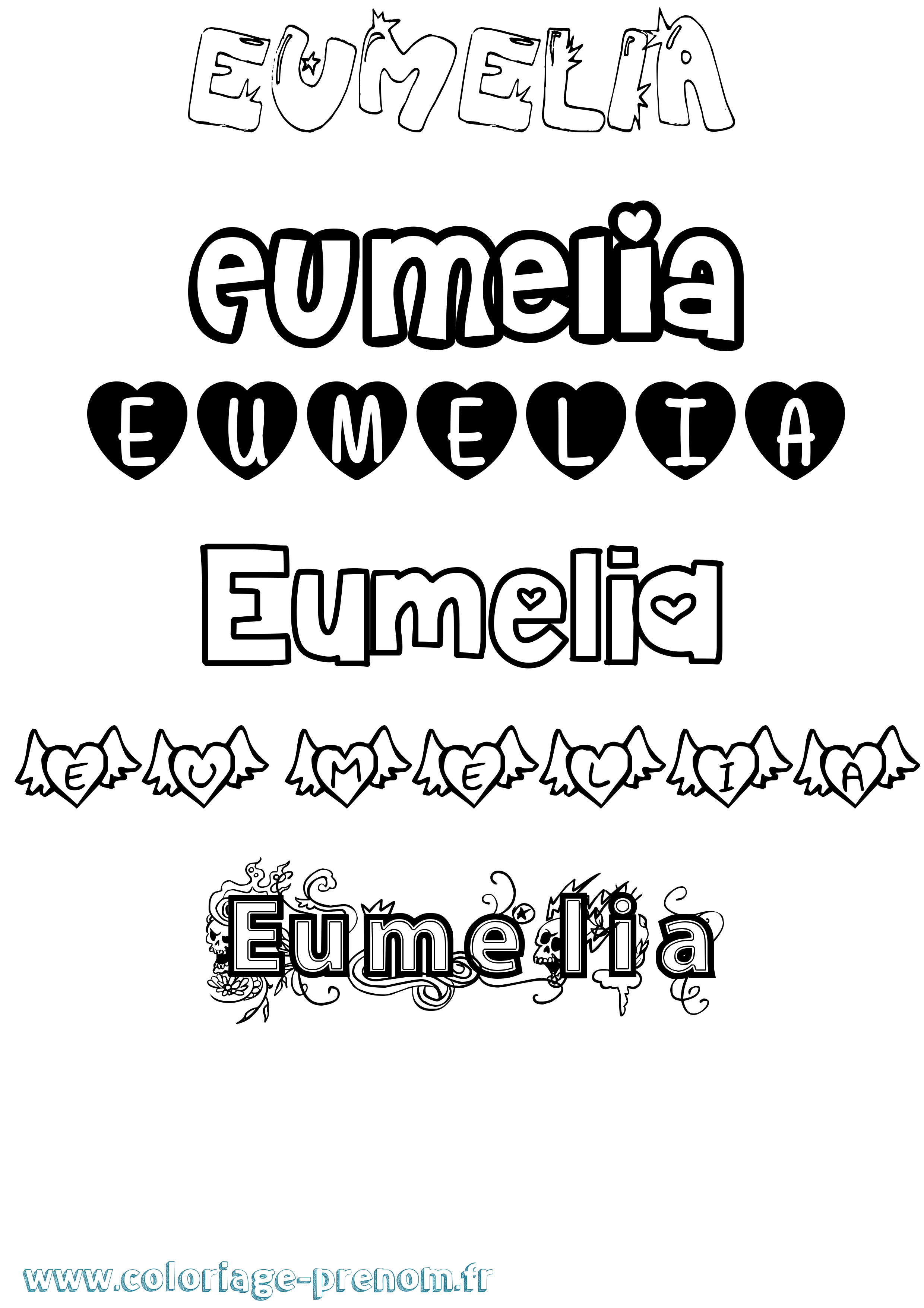 Coloriage Eumelia Girly Coloriage prénom Eumelia Girly