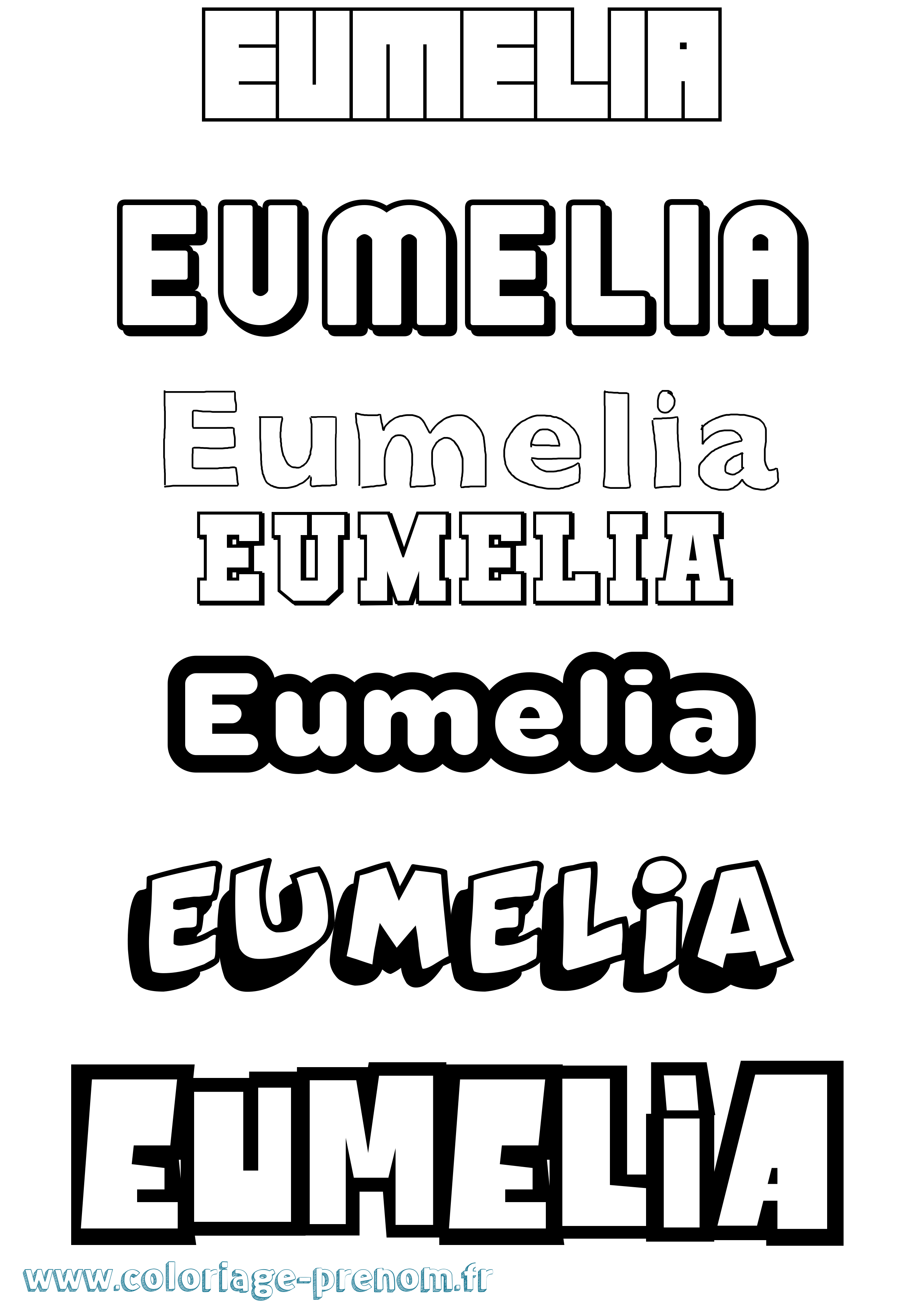 Coloriage Eumelia Simple Coloriage prénom Eumelia Simple