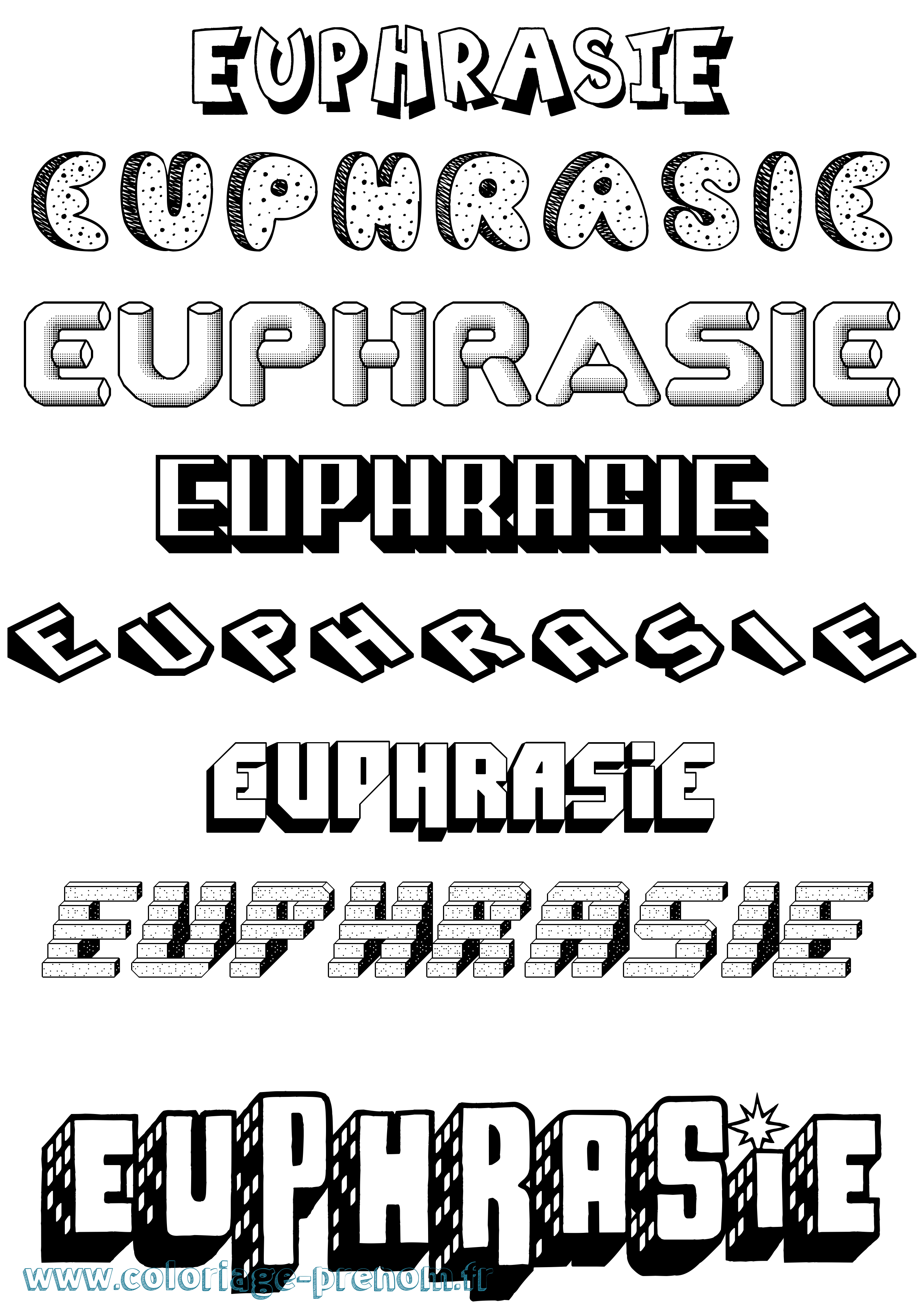 Coloriage Euphrasie Effet 3D Coloriage prénom Euphrasie Effet 3D
