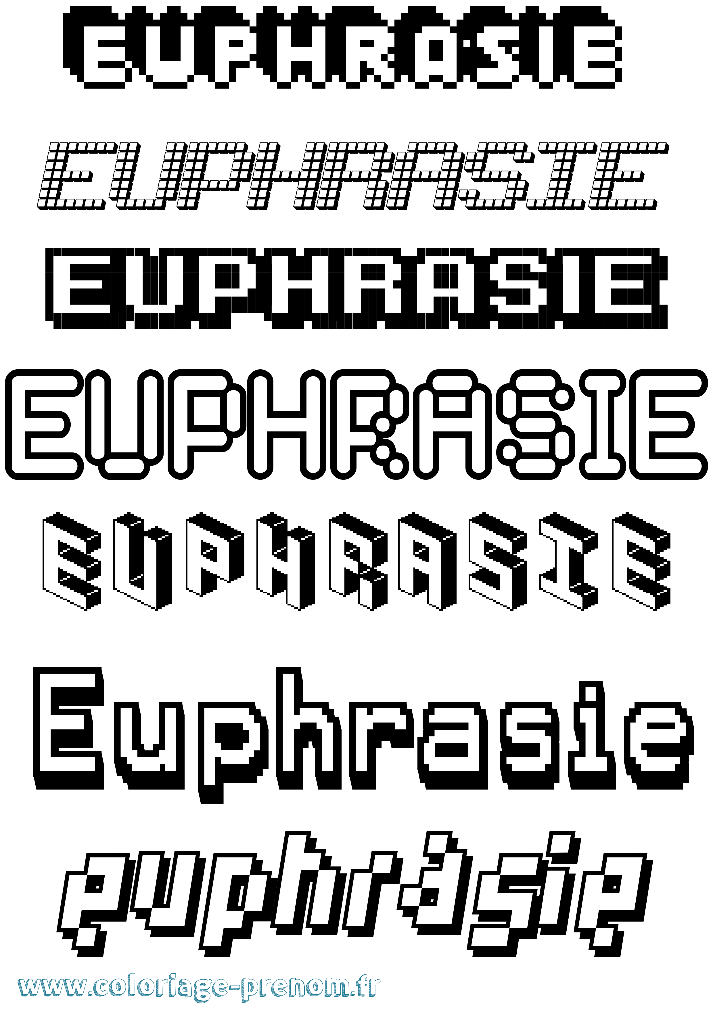 Coloriage Euphrasie Pixel Coloriage prénom Euphrasie Pixel