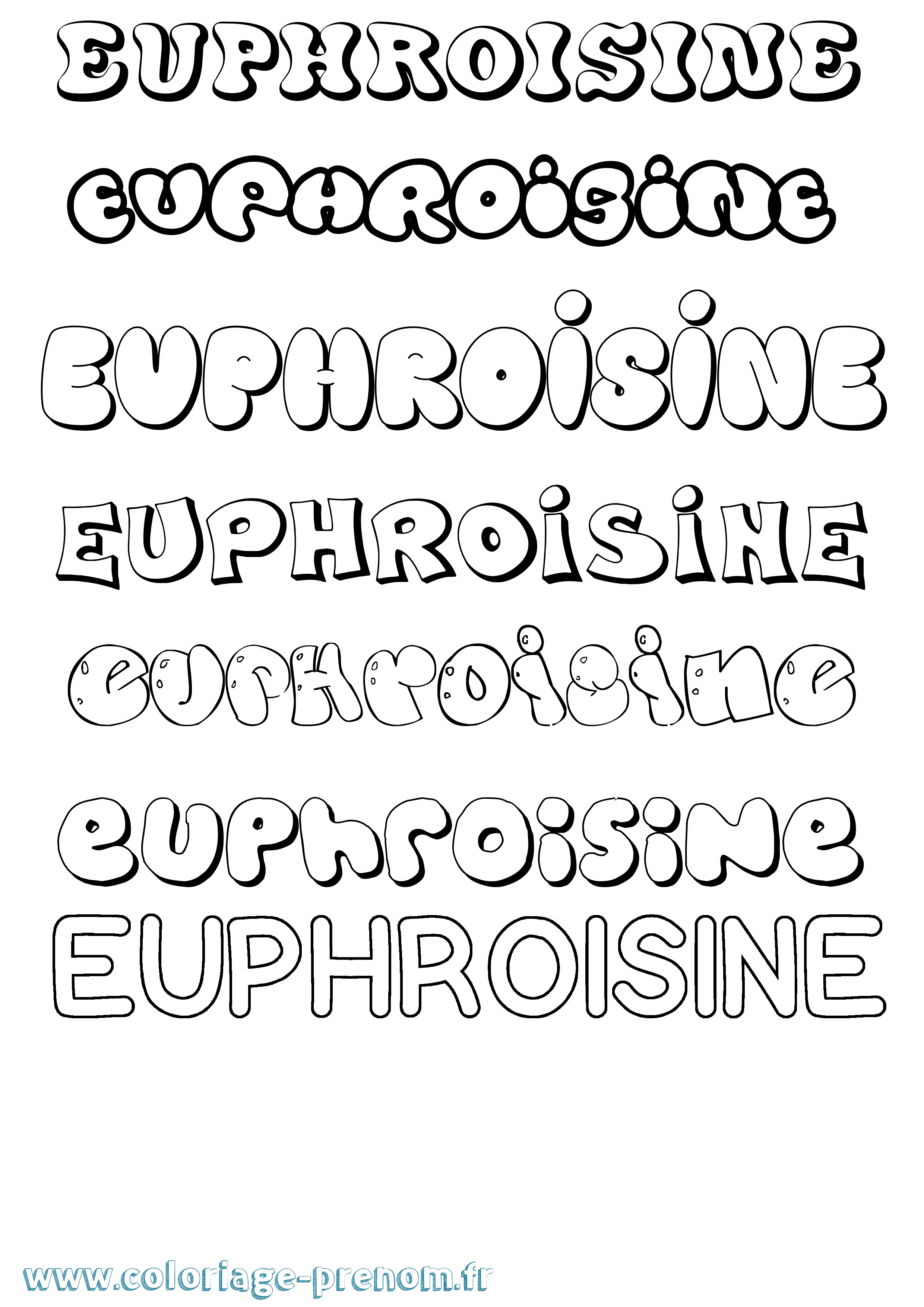 Coloriage Euphroisine Bubble Coloriage prénom Euphroisine Bubble