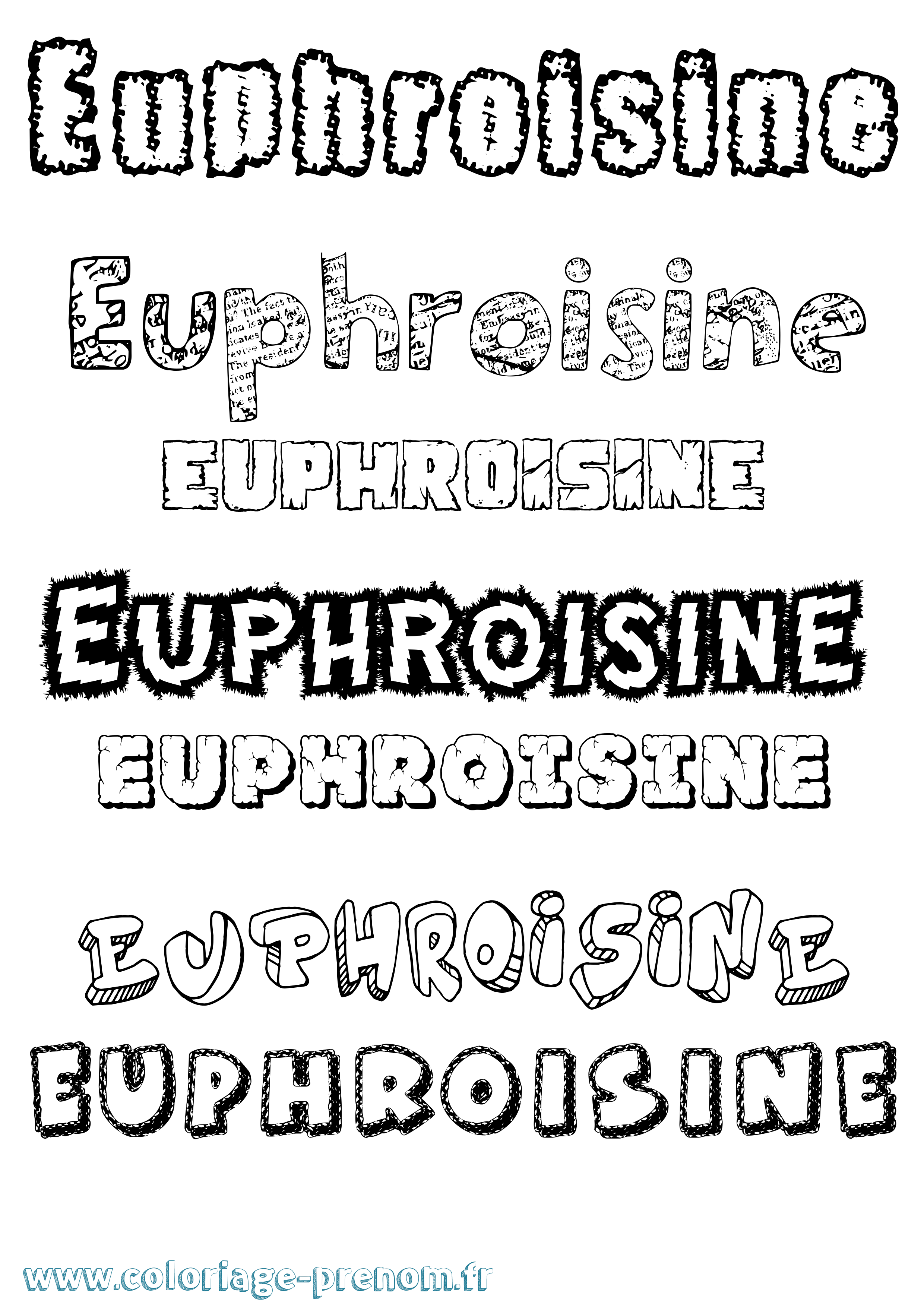 Coloriage Euphroisine Destructuré Coloriage prénom Euphroisine Destructuré