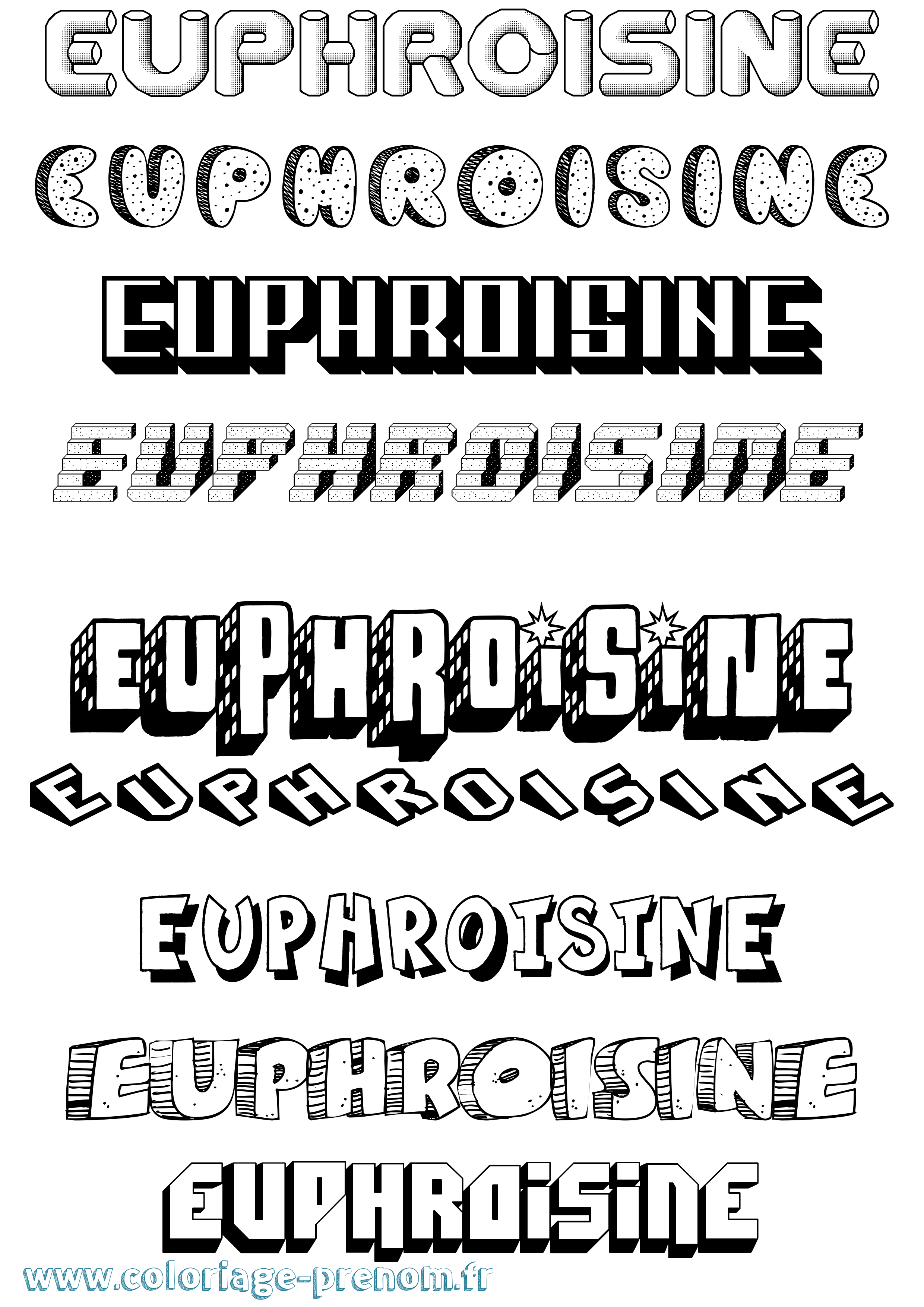 Coloriage Euphroisine Effet 3D Coloriage prénom Euphroisine Effet 3D