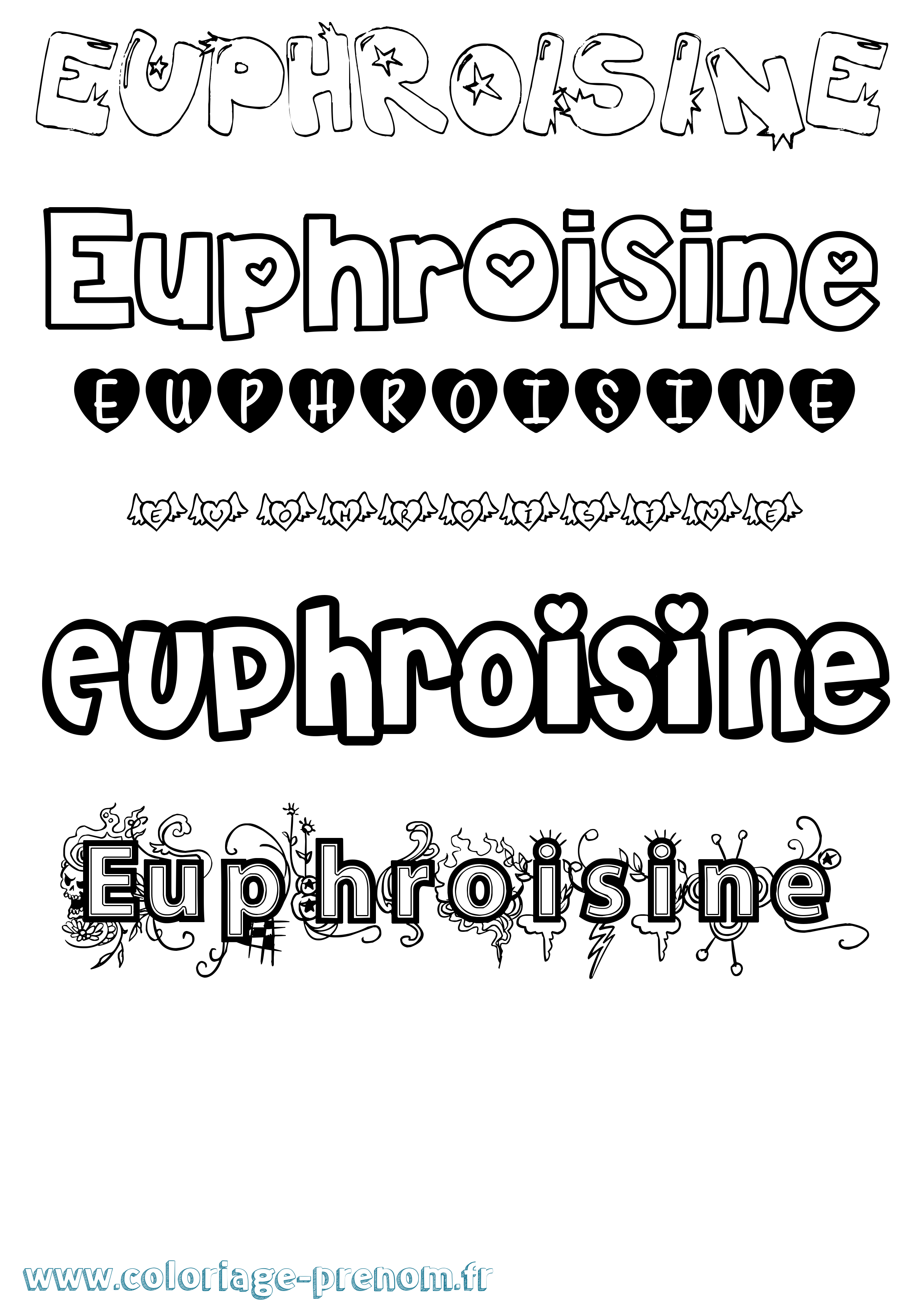 Coloriage Euphroisine Girly Coloriage prénom Euphroisine Girly