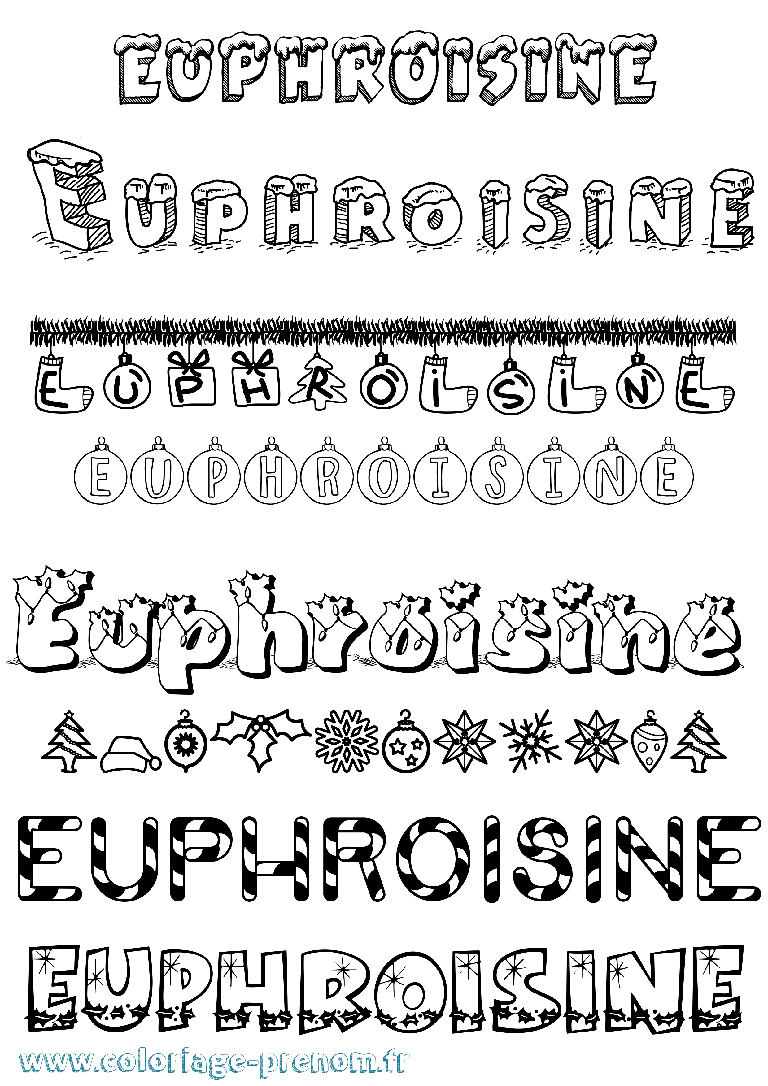 Coloriage Euphroisine Noël Coloriage prénom Euphroisine Noël