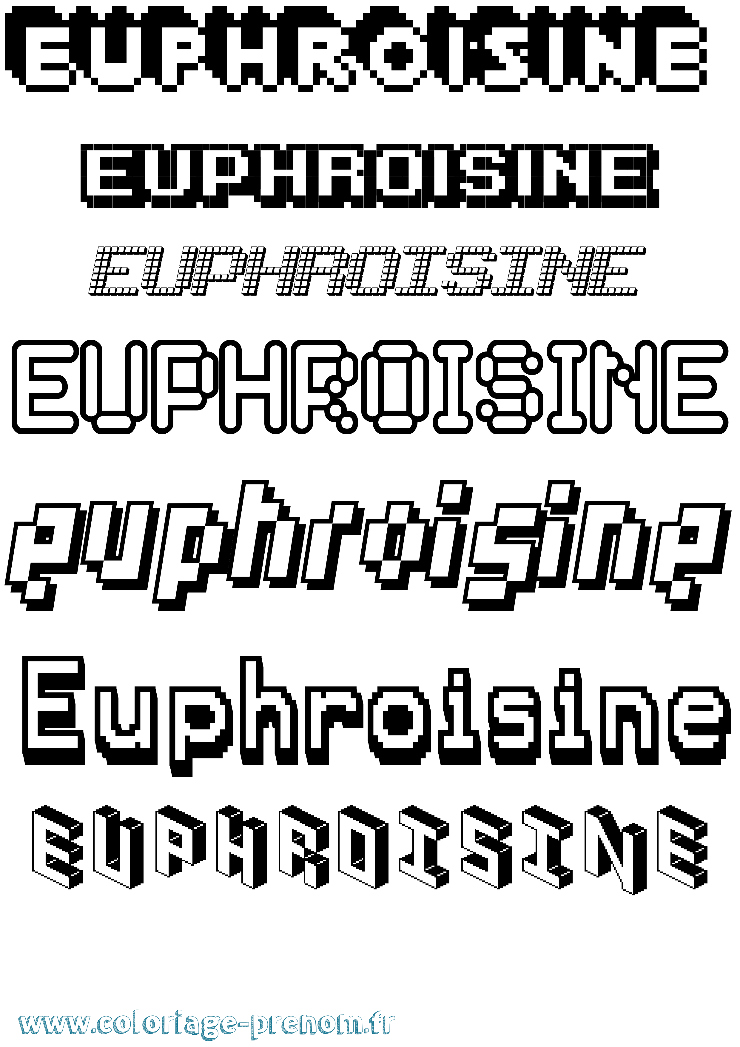 Coloriage Euphroisine Pixel Coloriage prénom Euphroisine Pixel