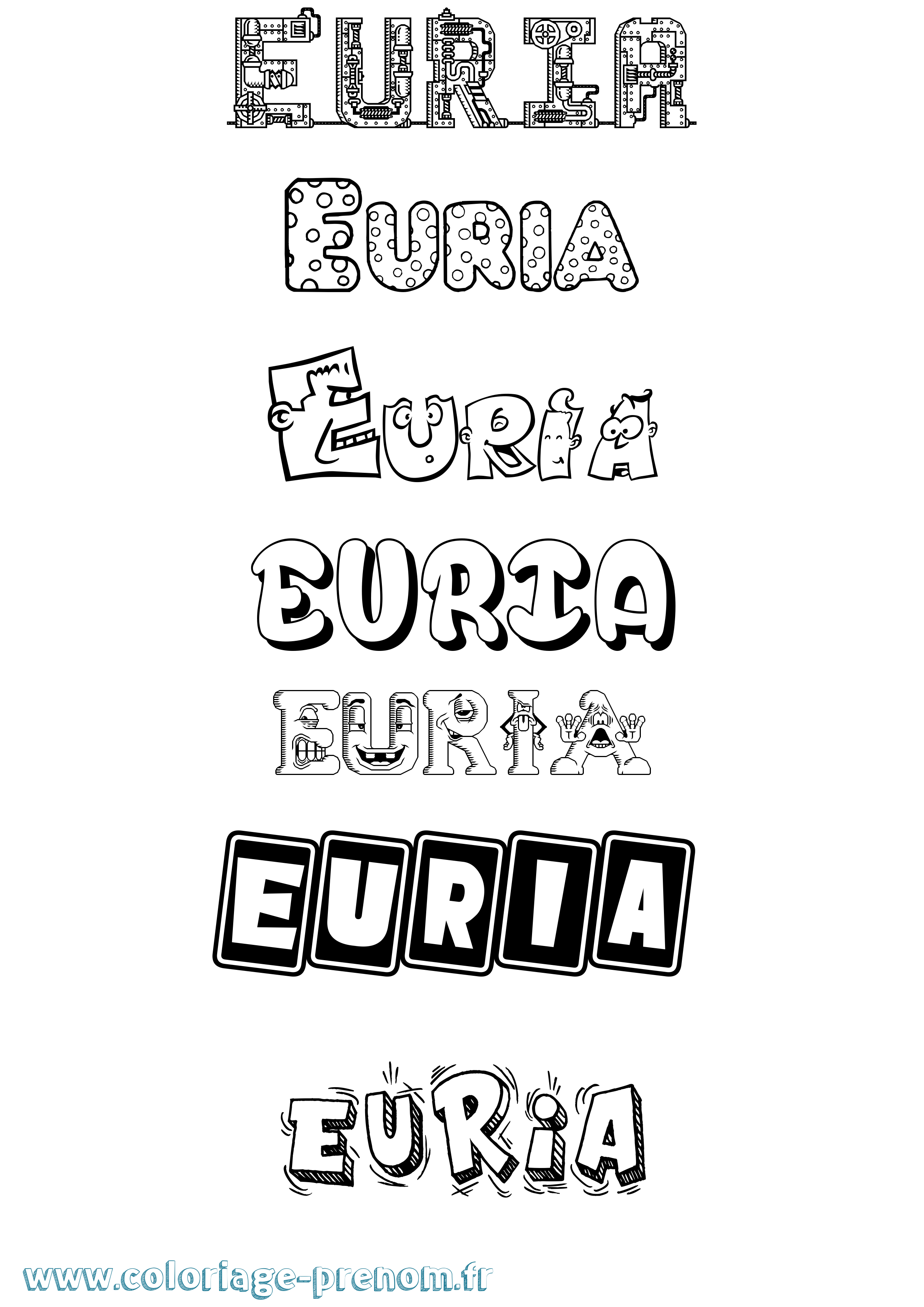 Coloriage Euria Fun Coloriage prénom Euria Fun