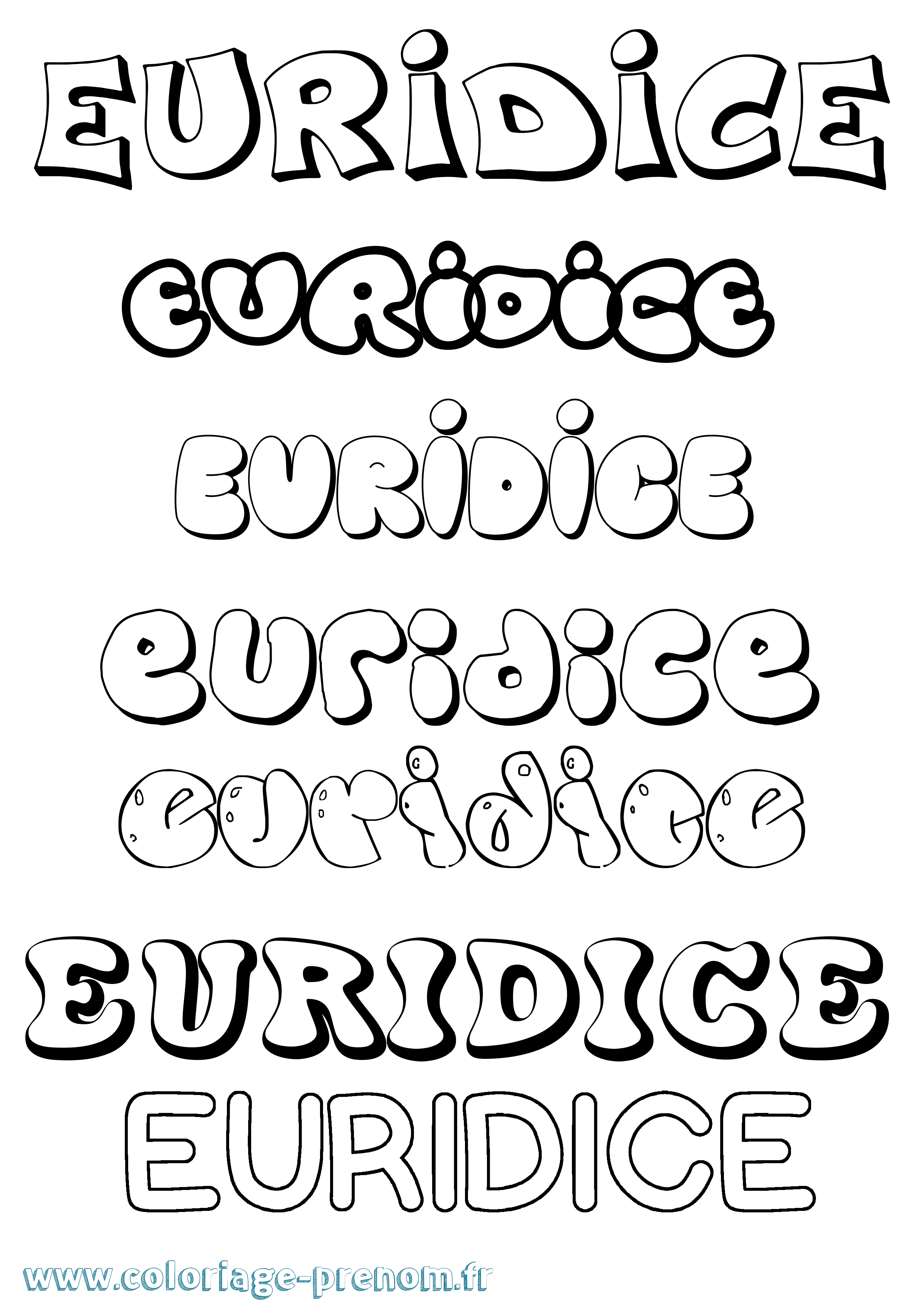 Coloriage Euridice Bubble Coloriage prénom Euridice Bubble