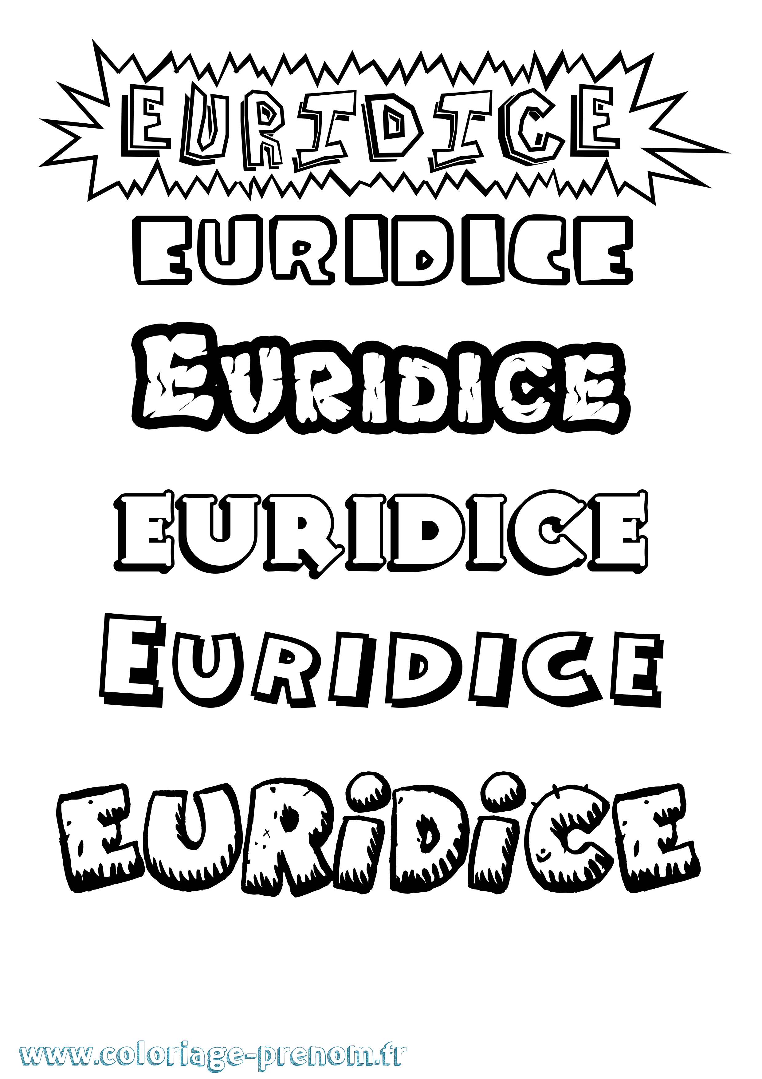 Coloriage Euridice Dessin Animé Coloriage prénom Euridice Dessin Animé