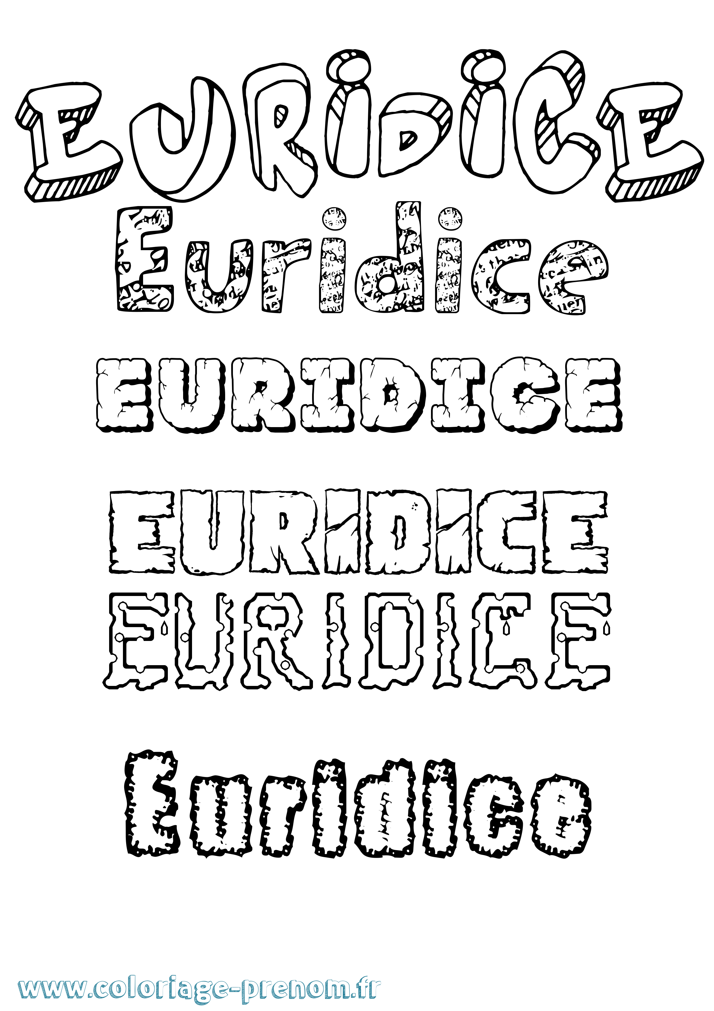Coloriage Euridice Destructuré Coloriage prénom Euridice Destructuré
