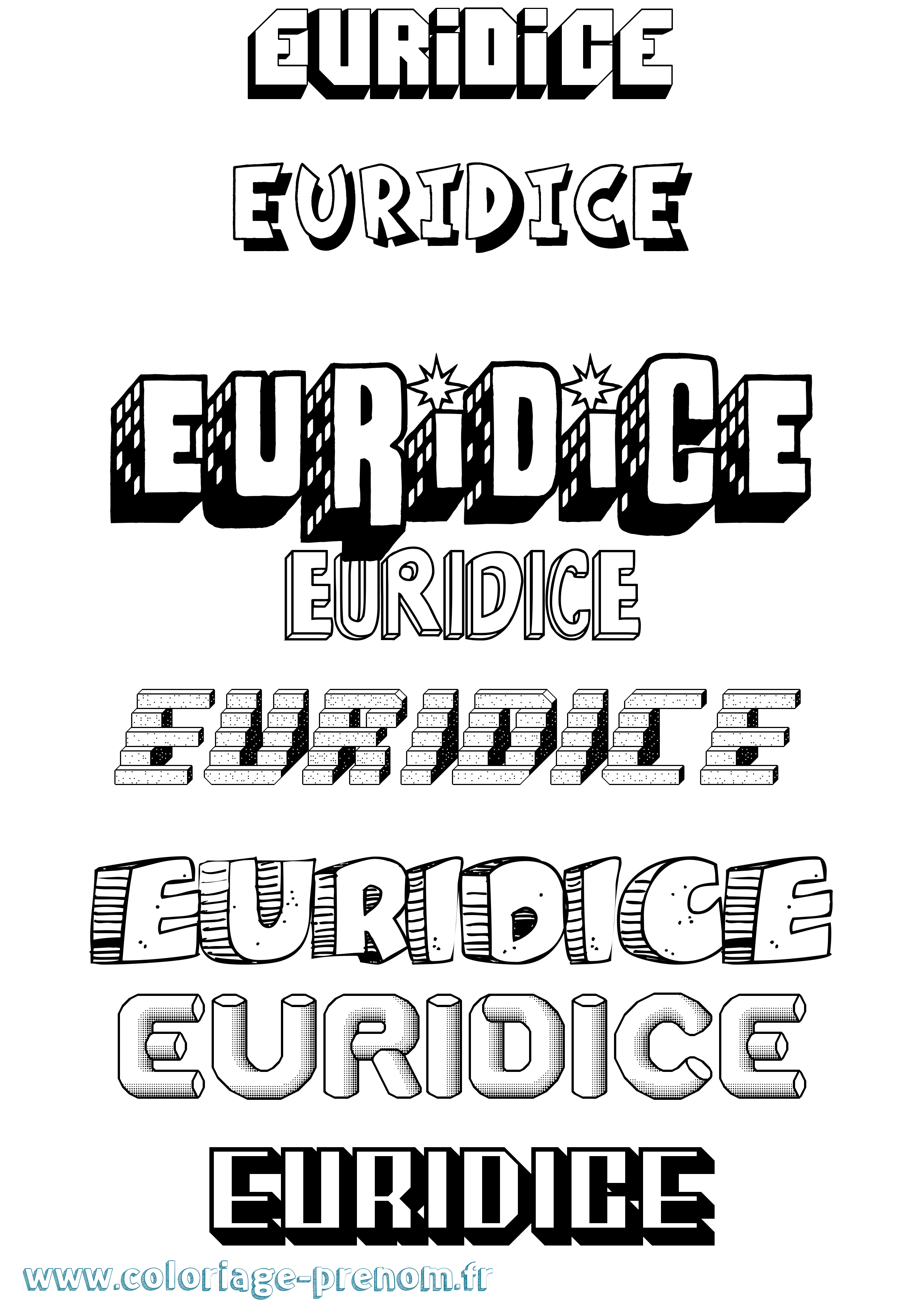 Coloriage Euridice Effet 3D Coloriage prénom Euridice Effet 3D