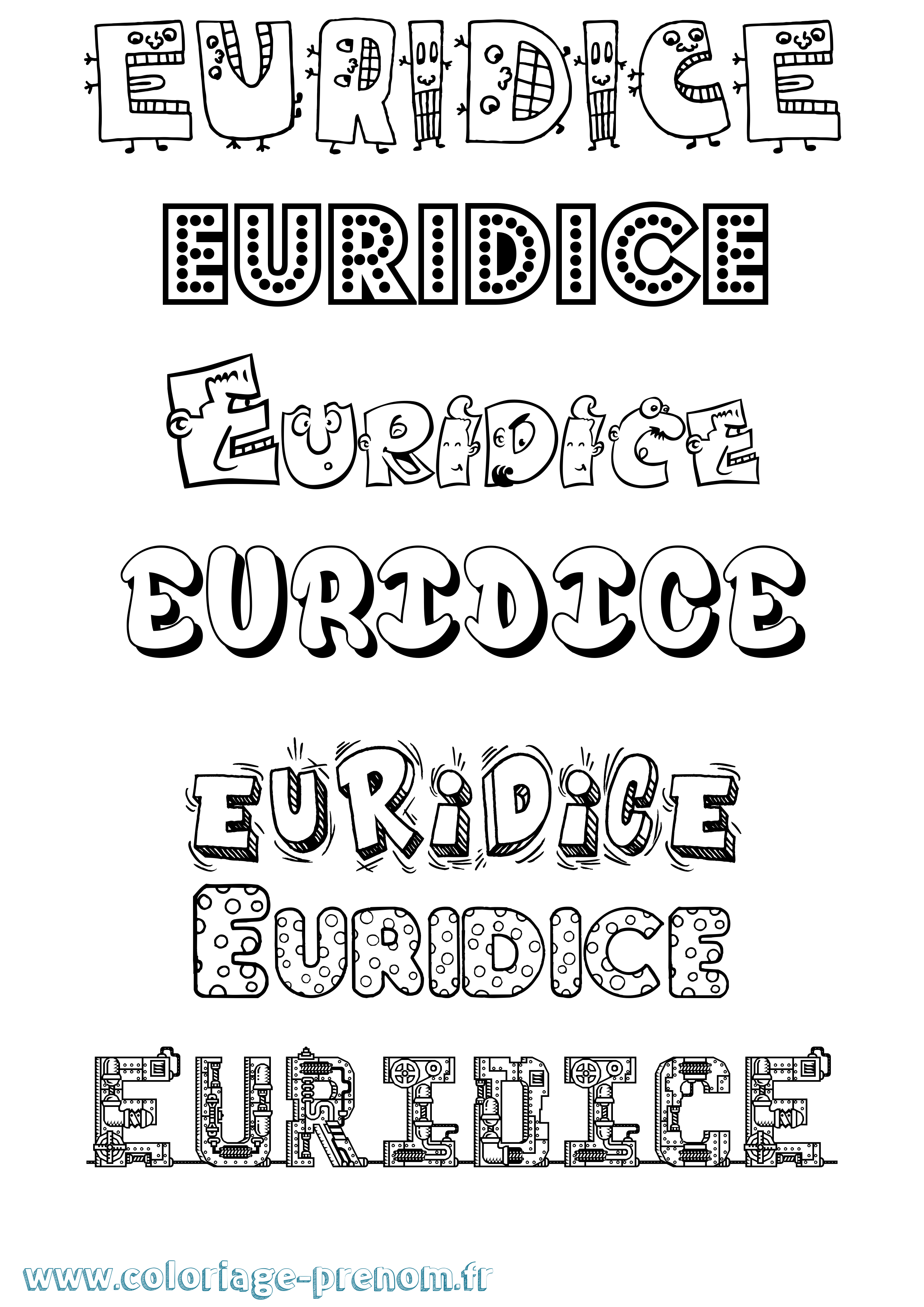 Coloriage Euridice Fun Coloriage prénom Euridice Fun