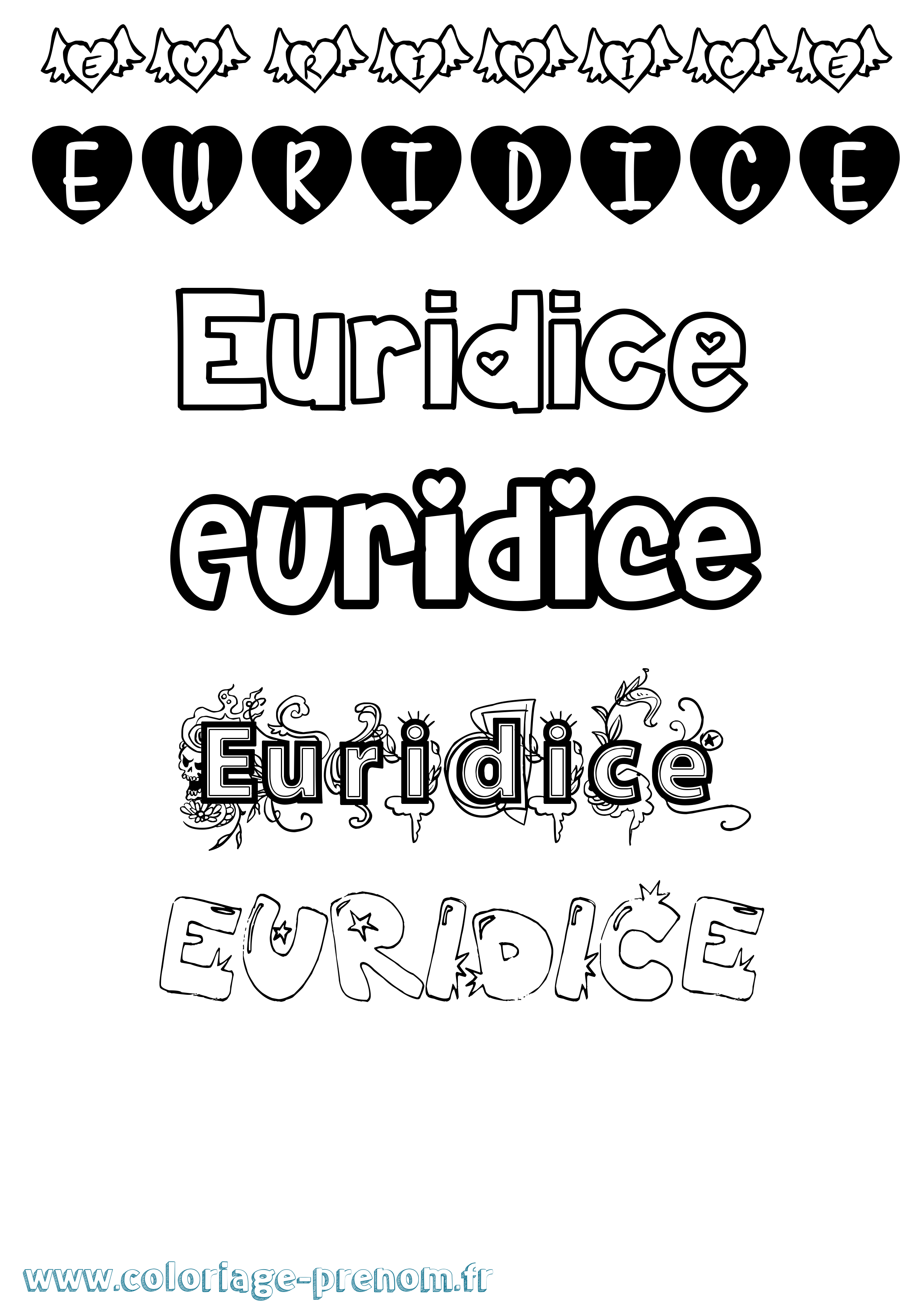 Coloriage Euridice Girly Coloriage prénom Euridice Girly