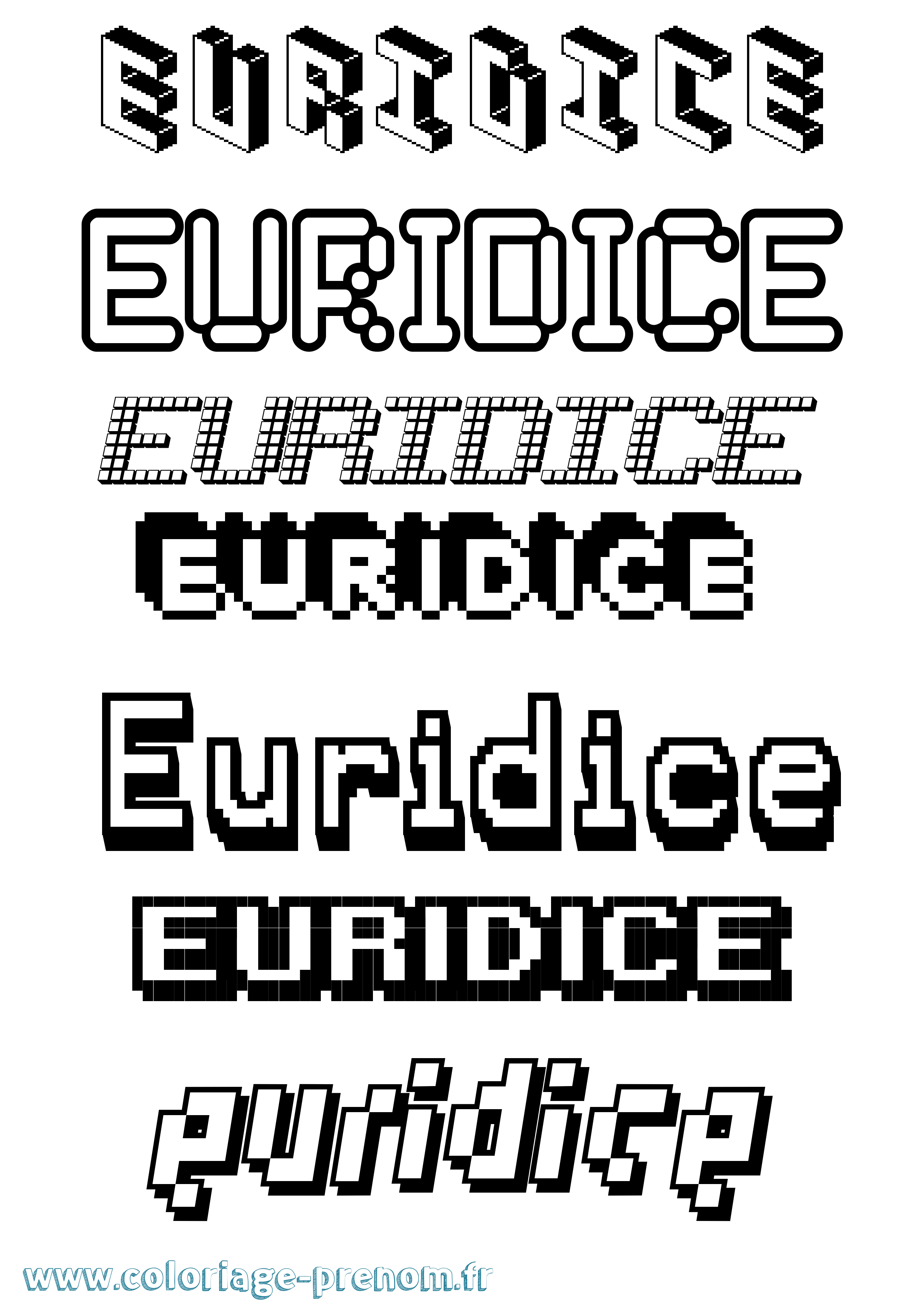 Coloriage Euridice Pixel Coloriage prénom Euridice Pixel