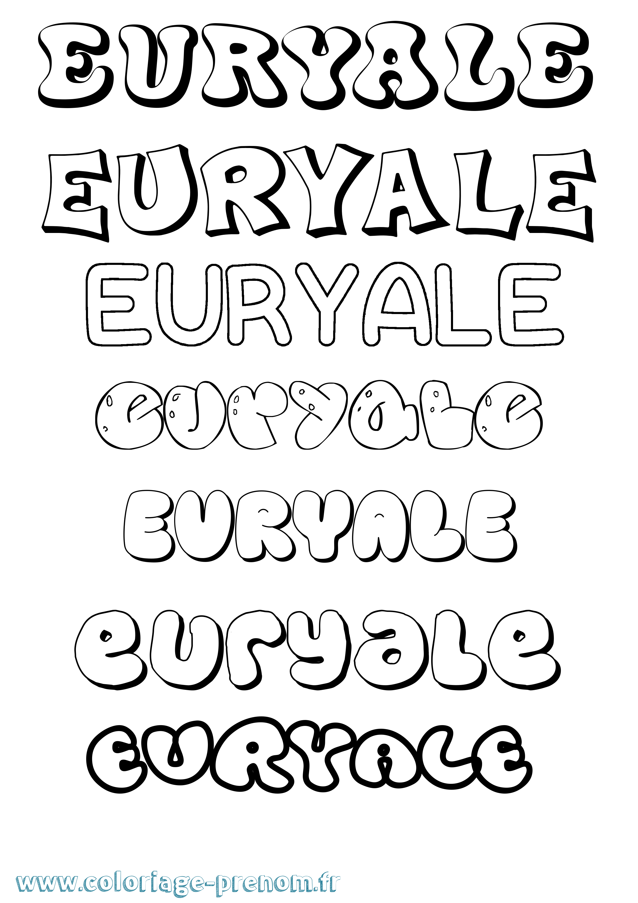 Coloriage Euryale Bubble Coloriage prénom Euryale Bubble