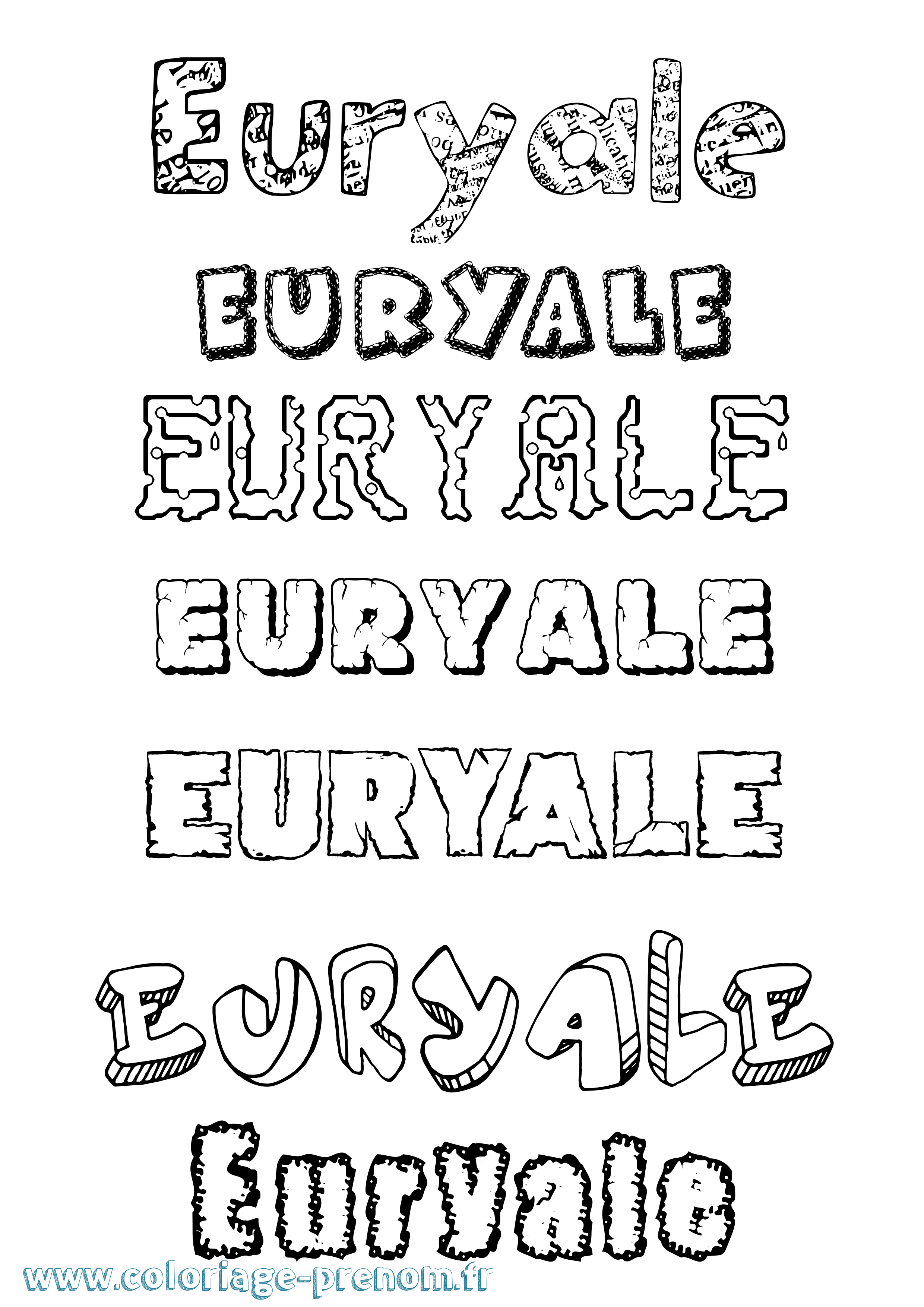 Coloriage Euryale Destructuré Coloriage prénom Euryale Destructuré