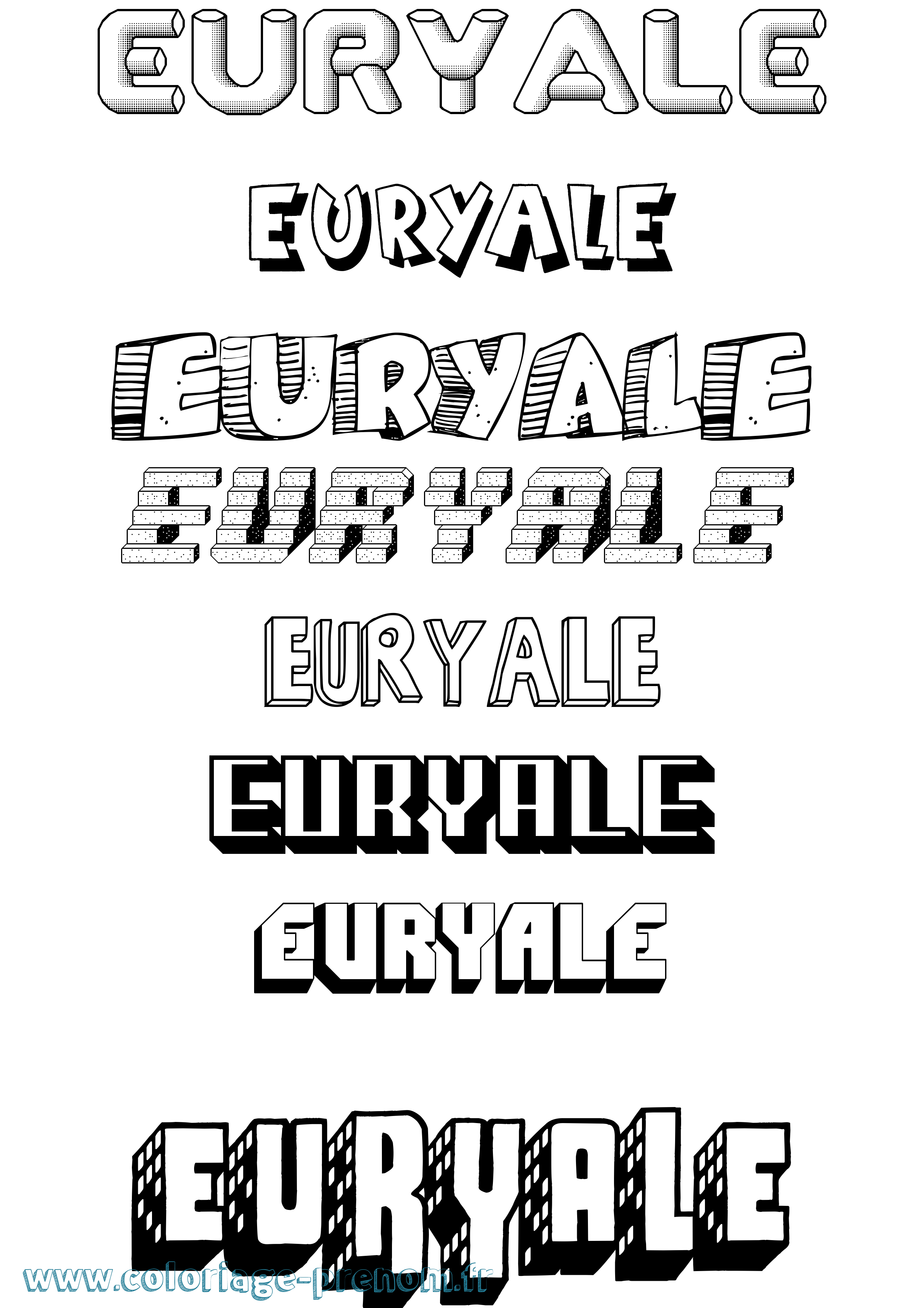 Coloriage Euryale Effet 3D Coloriage prénom Euryale Effet 3D