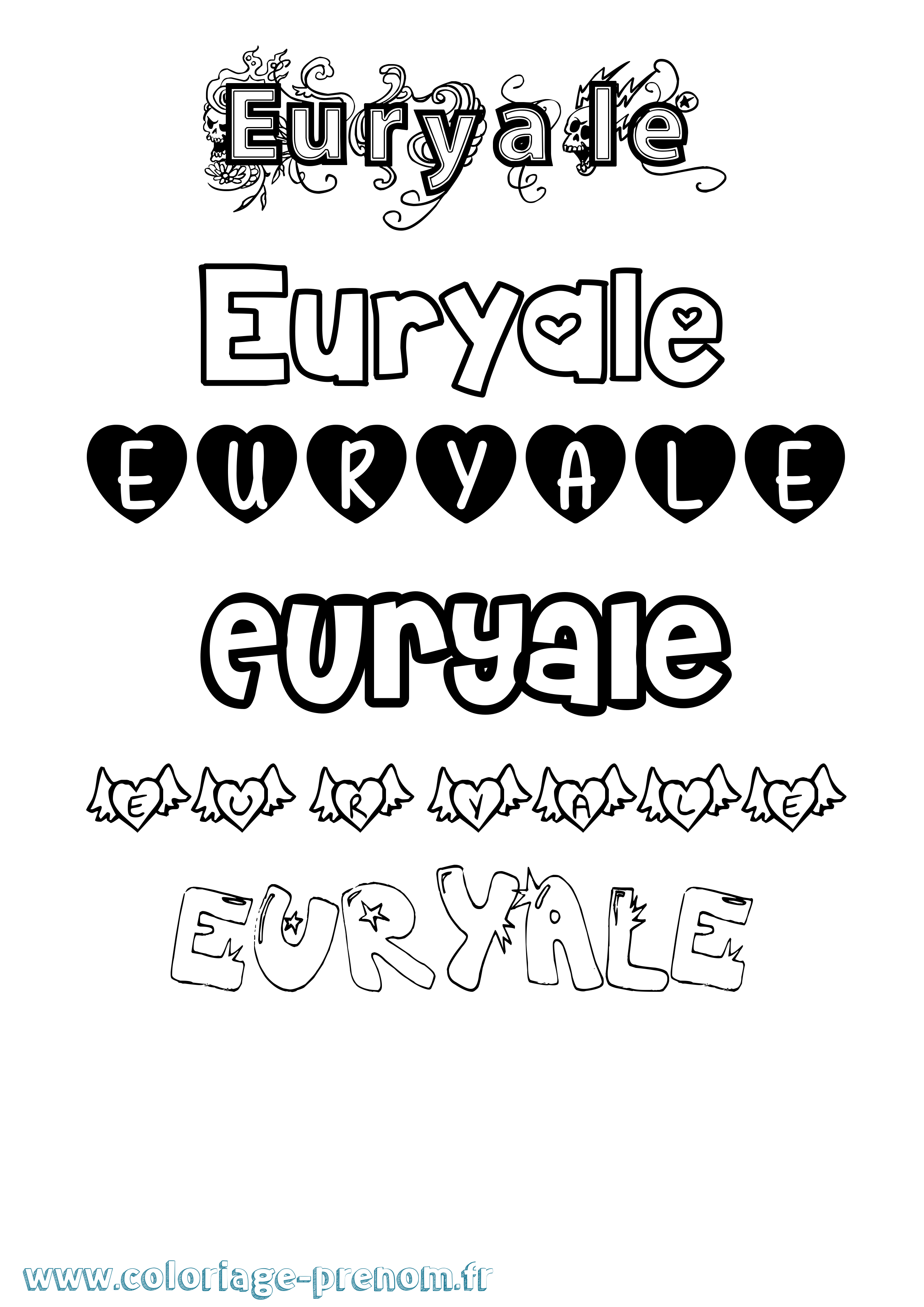 Coloriage Euryale Girly Coloriage prénom Euryale Girly