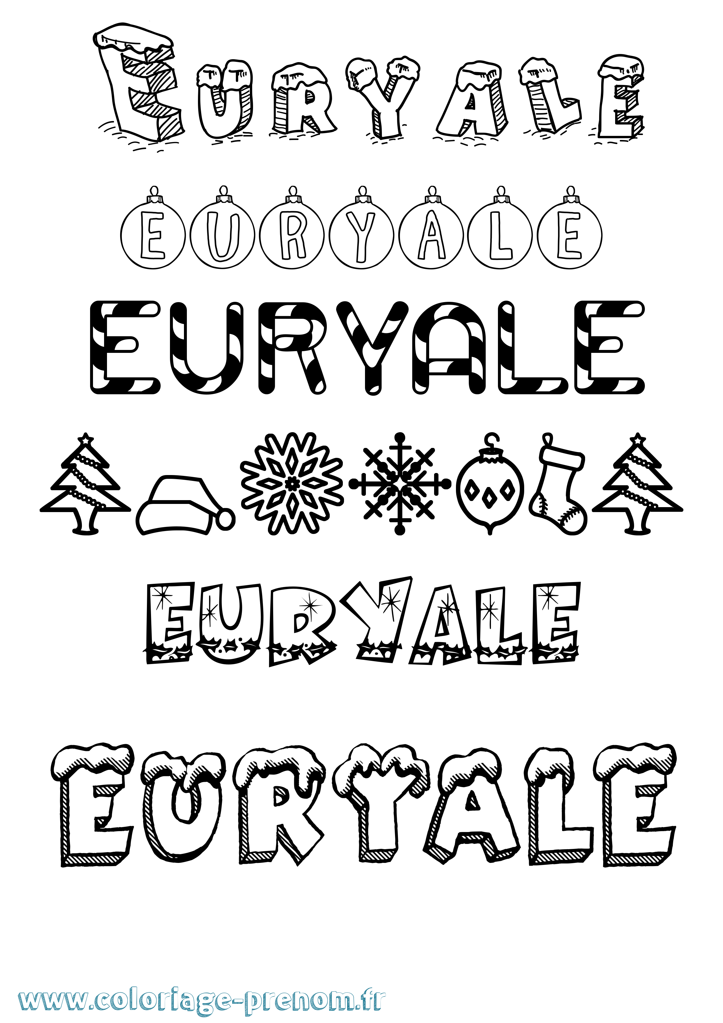 Coloriage Euryale Noël Coloriage prénom Euryale Noël