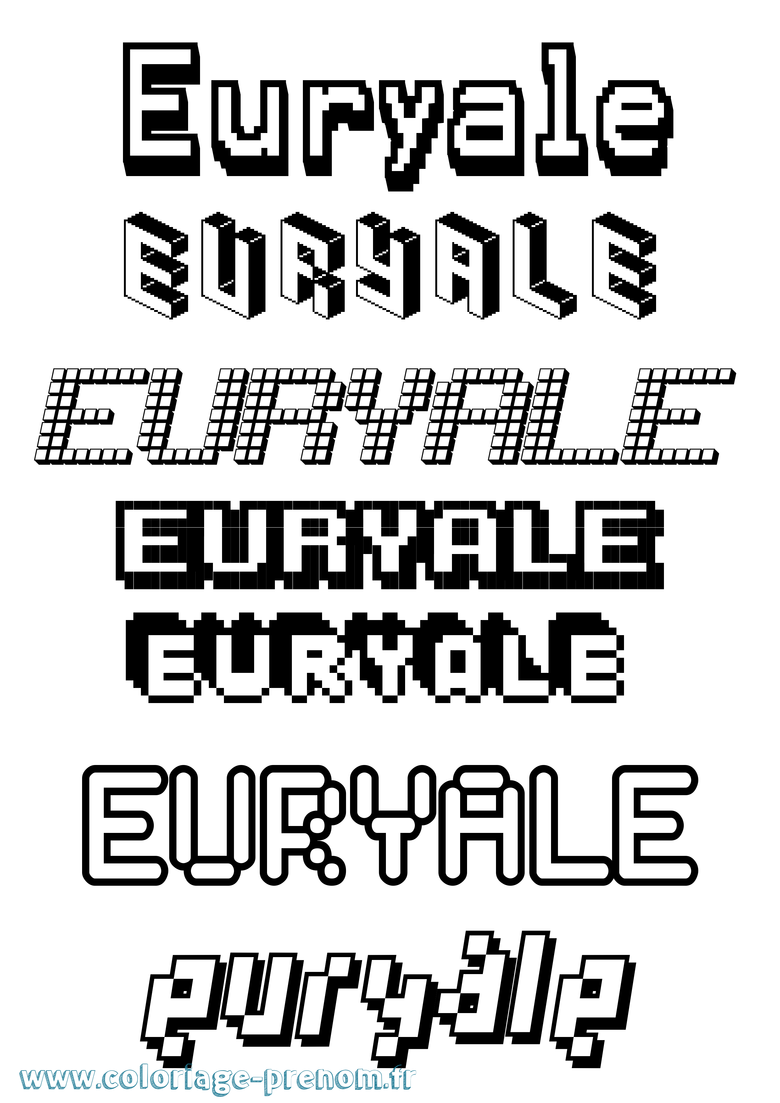 Coloriage Euryale Pixel Coloriage prénom Euryale Pixel