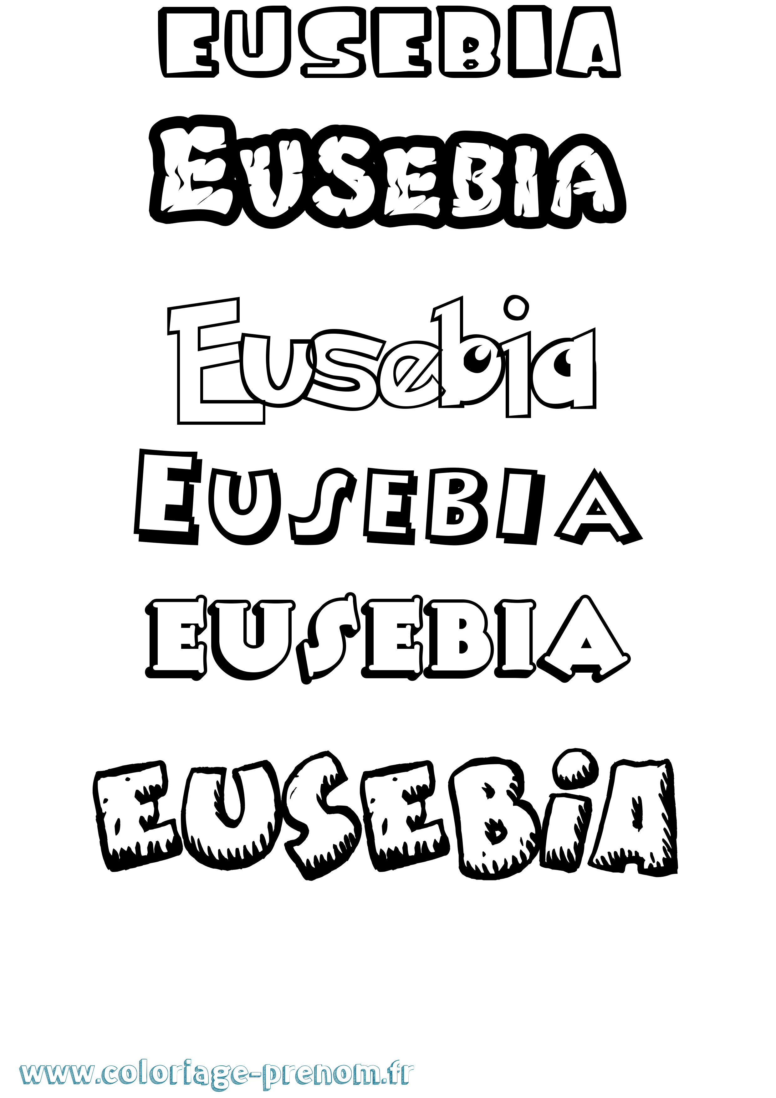 Coloriage Eusebia Dessin Animé Coloriage prénom Eusebia Dessin Animé