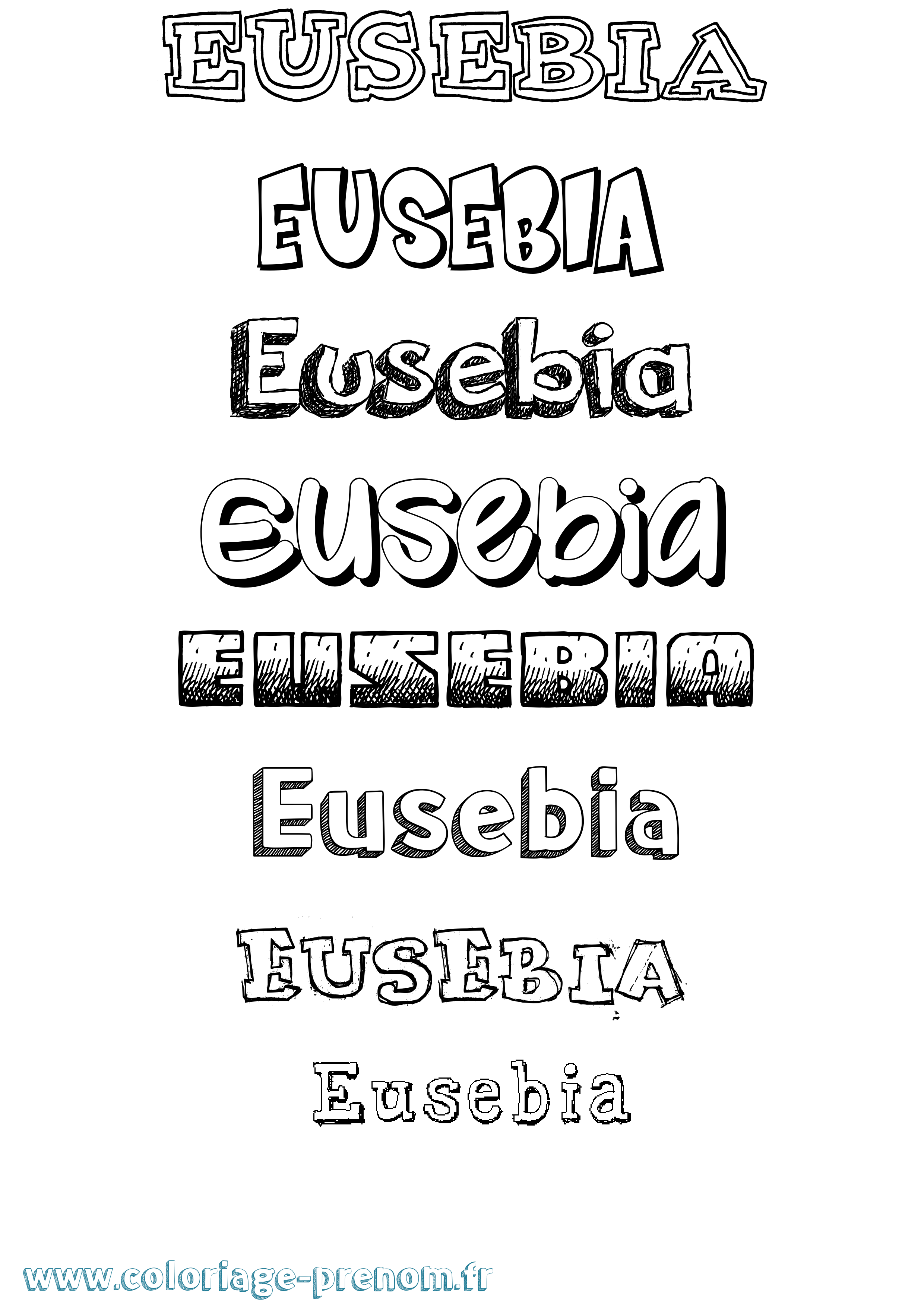 Coloriage Eusebia Dessiné Coloriage prénom Eusebia Dessiné