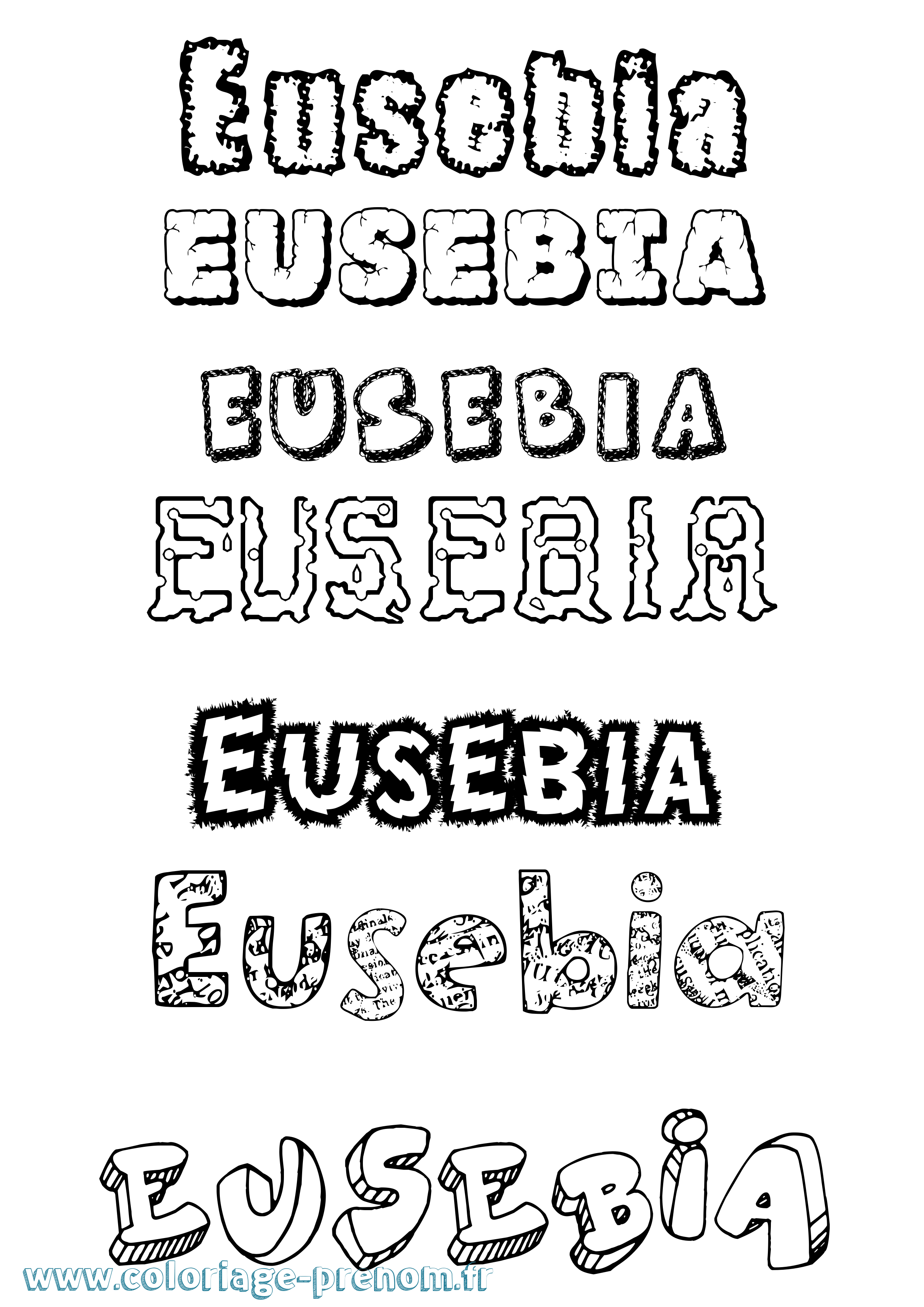 Coloriage Eusebia Destructuré Coloriage prénom Eusebia Destructuré