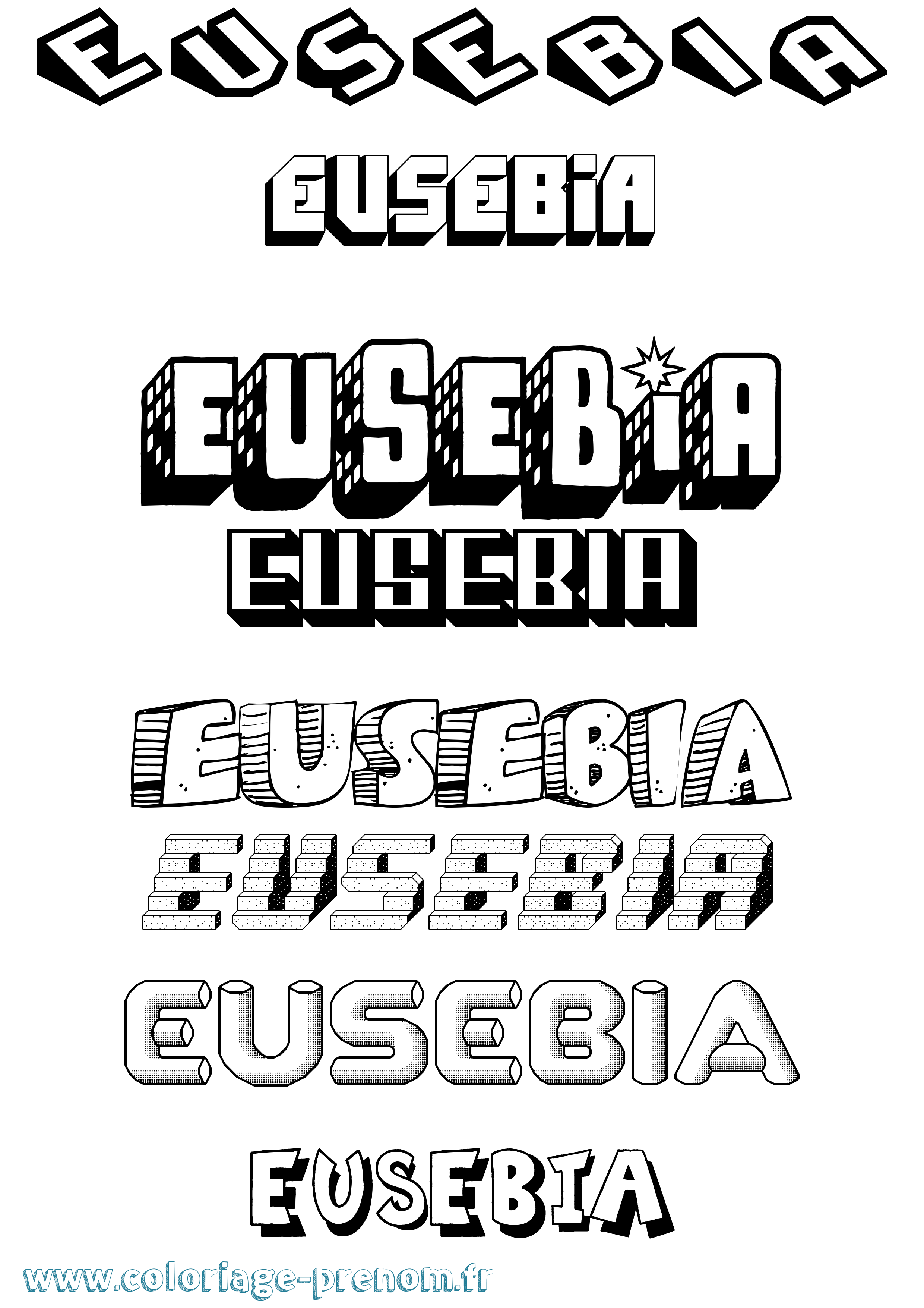 Coloriage Eusebia Effet 3D Coloriage prénom Eusebia Effet 3D
