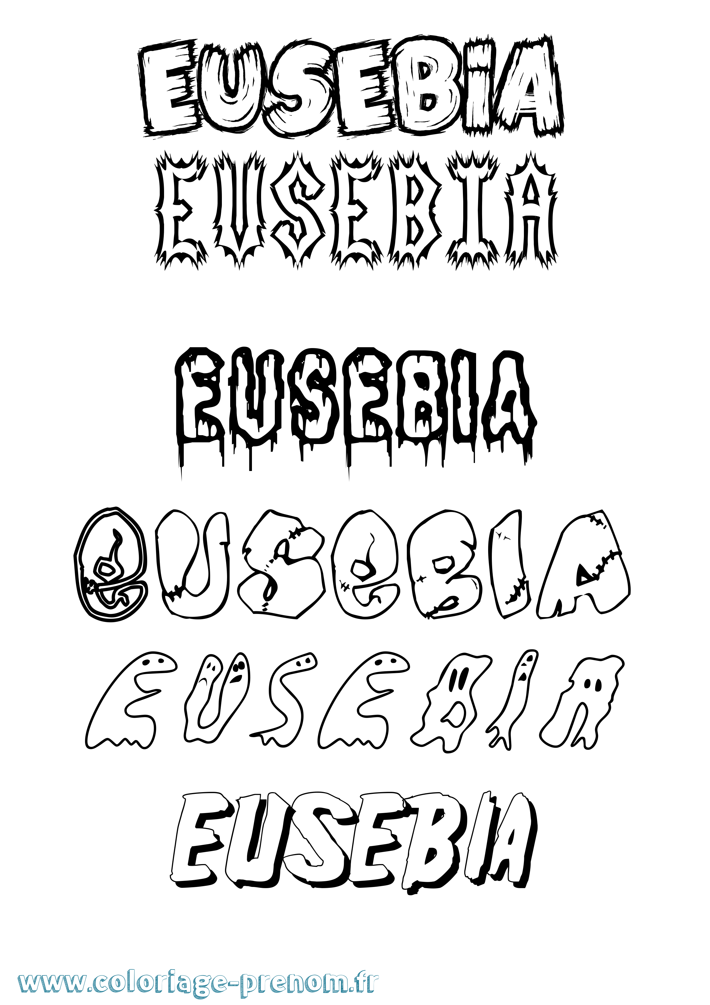 Coloriage Eusebia Frisson Coloriage prénom Eusebia Frisson