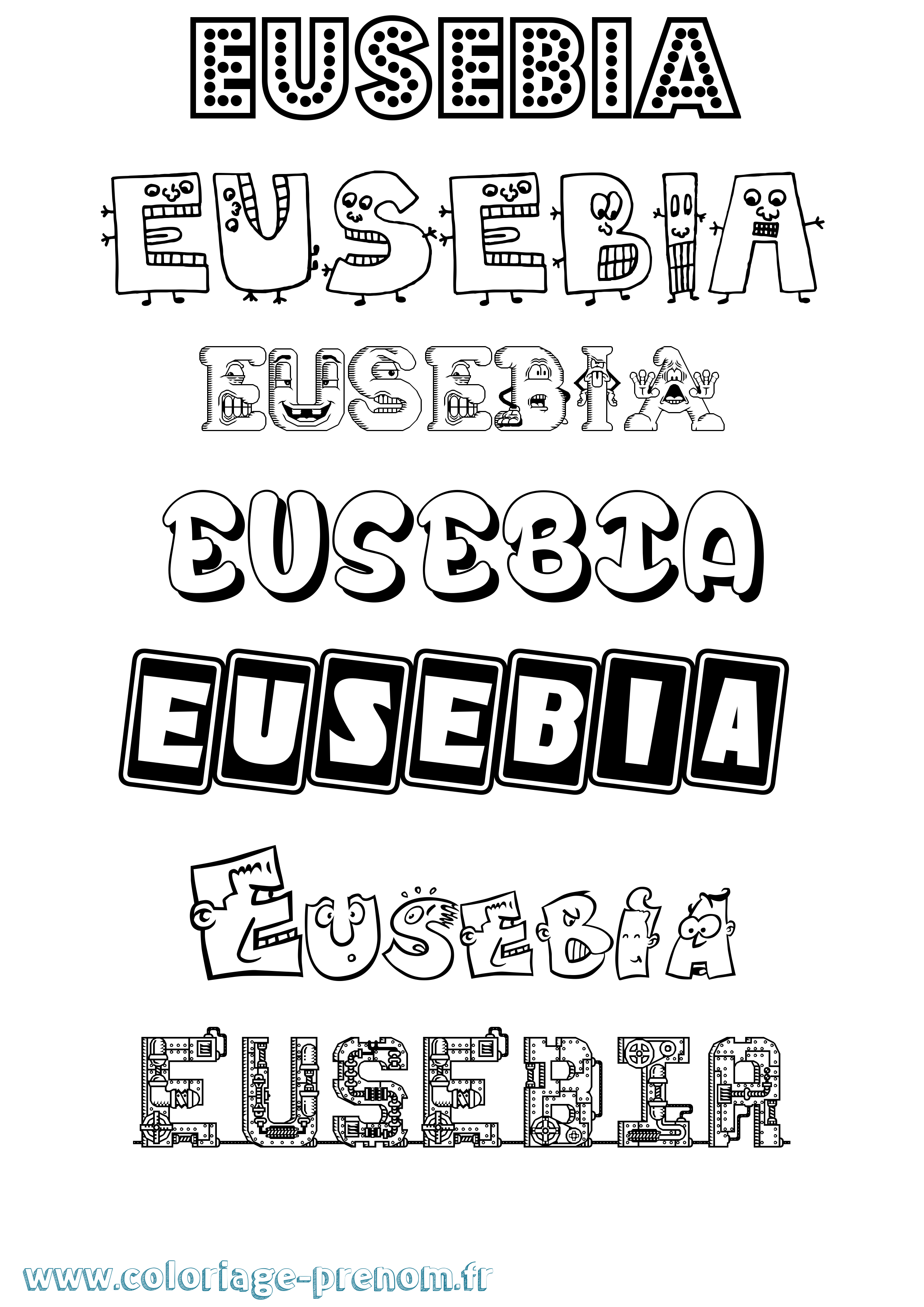Coloriage Eusebia Fun Coloriage prénom Eusebia Fun