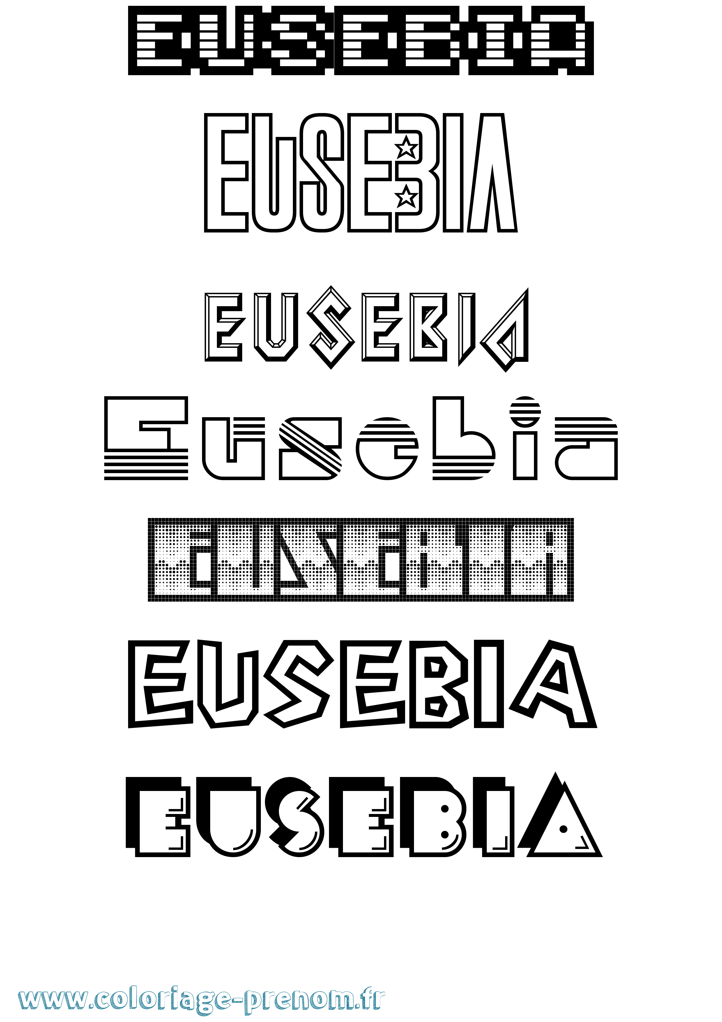 Coloriage Eusebia Jeux Vidéos Coloriage prénom Eusebia Jeux Vidéos