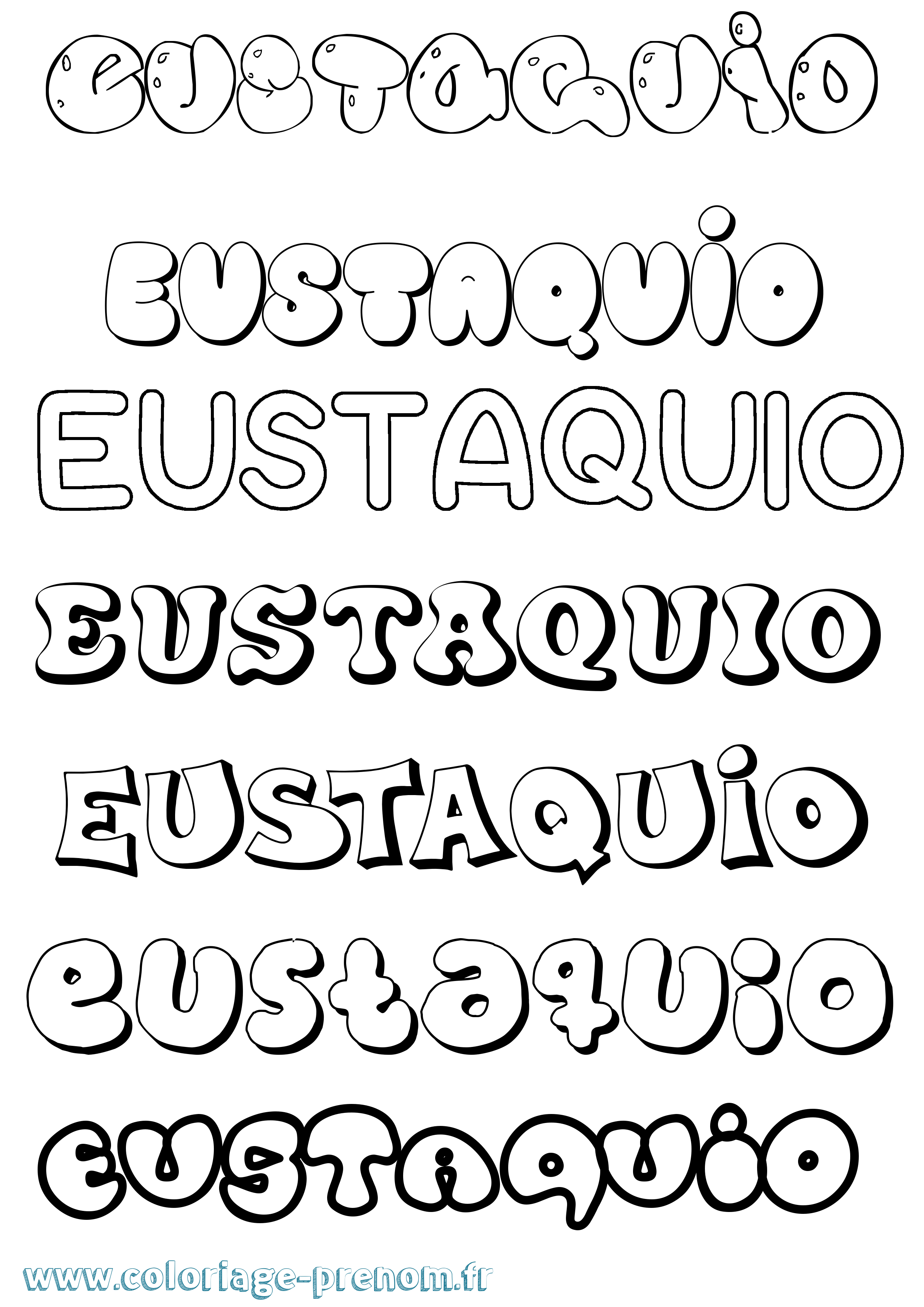 Coloriage Eustaquio Bubble Coloriage prénom Eustaquio Bubble