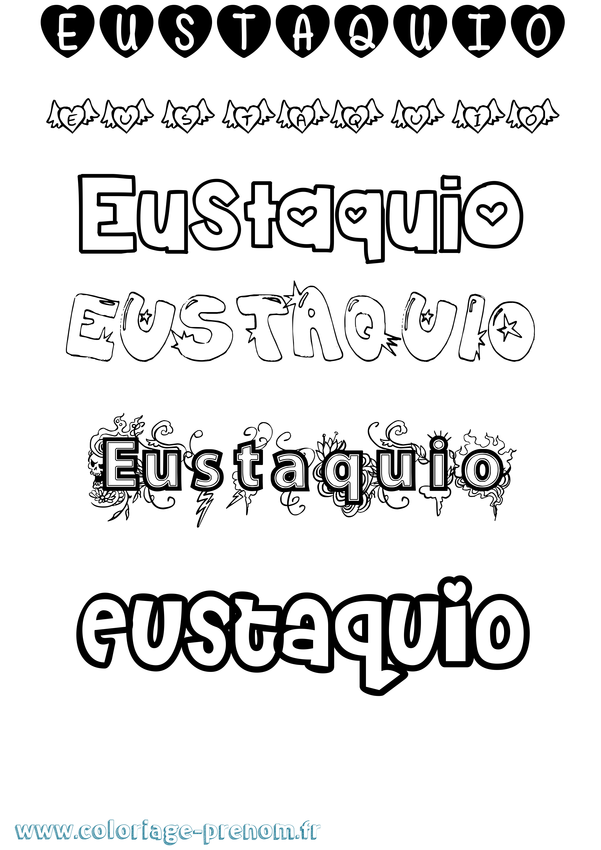 Coloriage Eustaquio Girly Coloriage prénom Eustaquio Girly