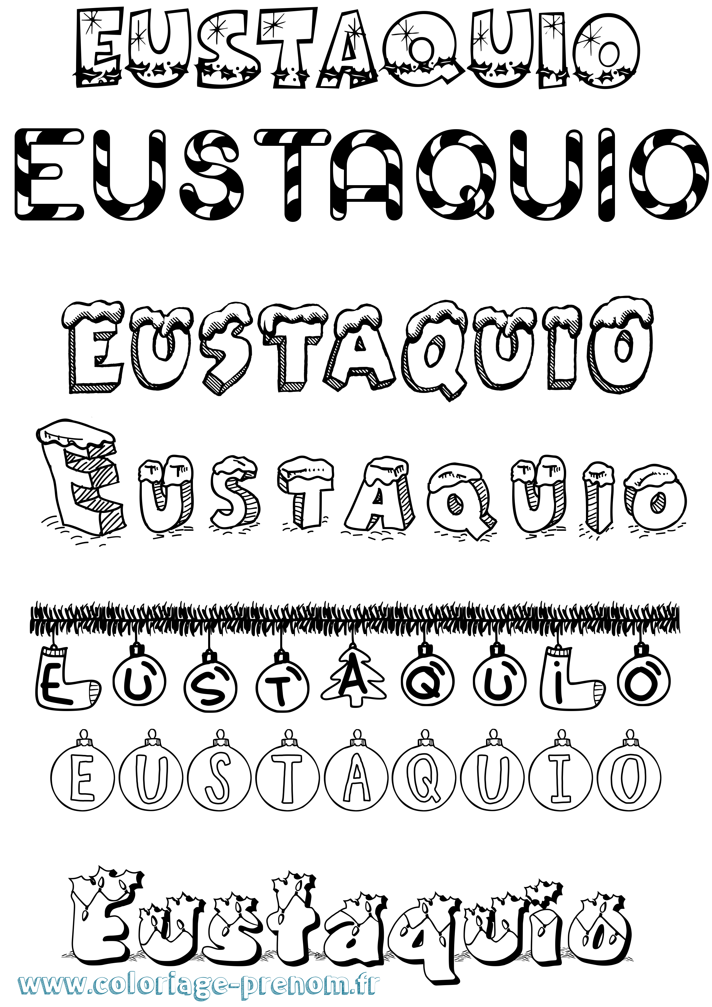 Coloriage Eustaquio Noël Coloriage prénom Eustaquio Noël