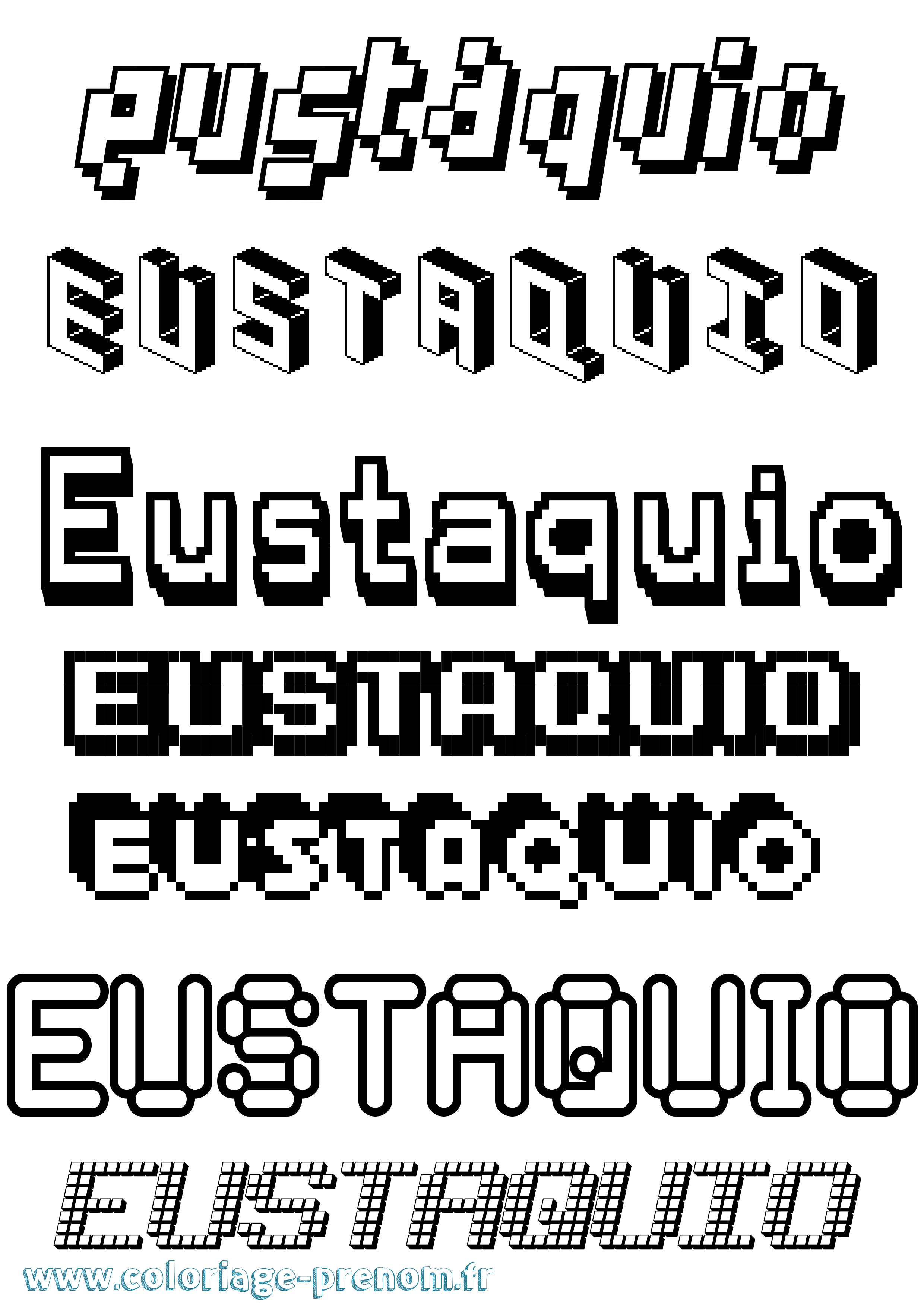 Coloriage Eustaquio Pixel Coloriage prénom Eustaquio Pixel