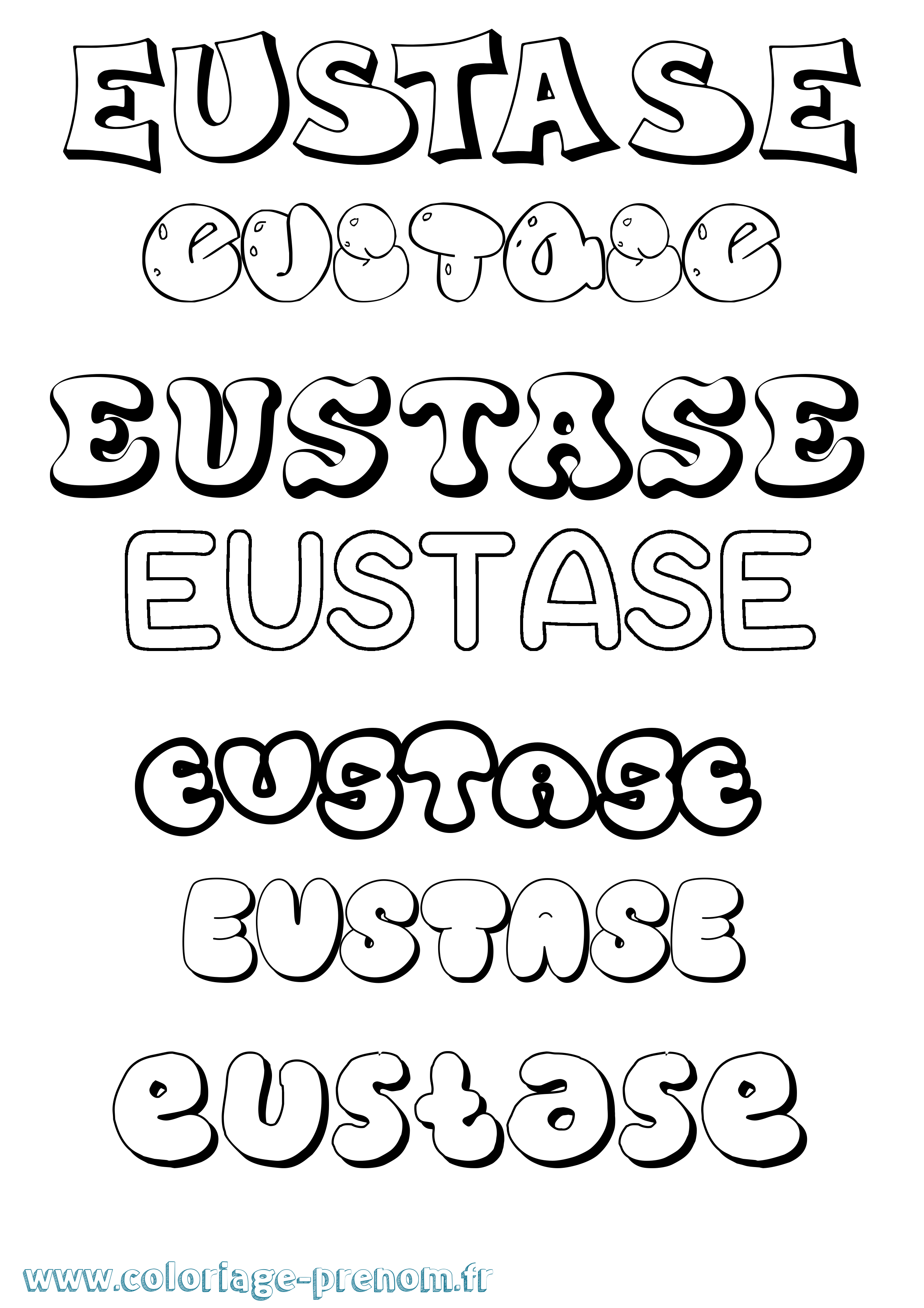 Coloriage Eustase Bubble Coloriage prénom Eustase Bubble