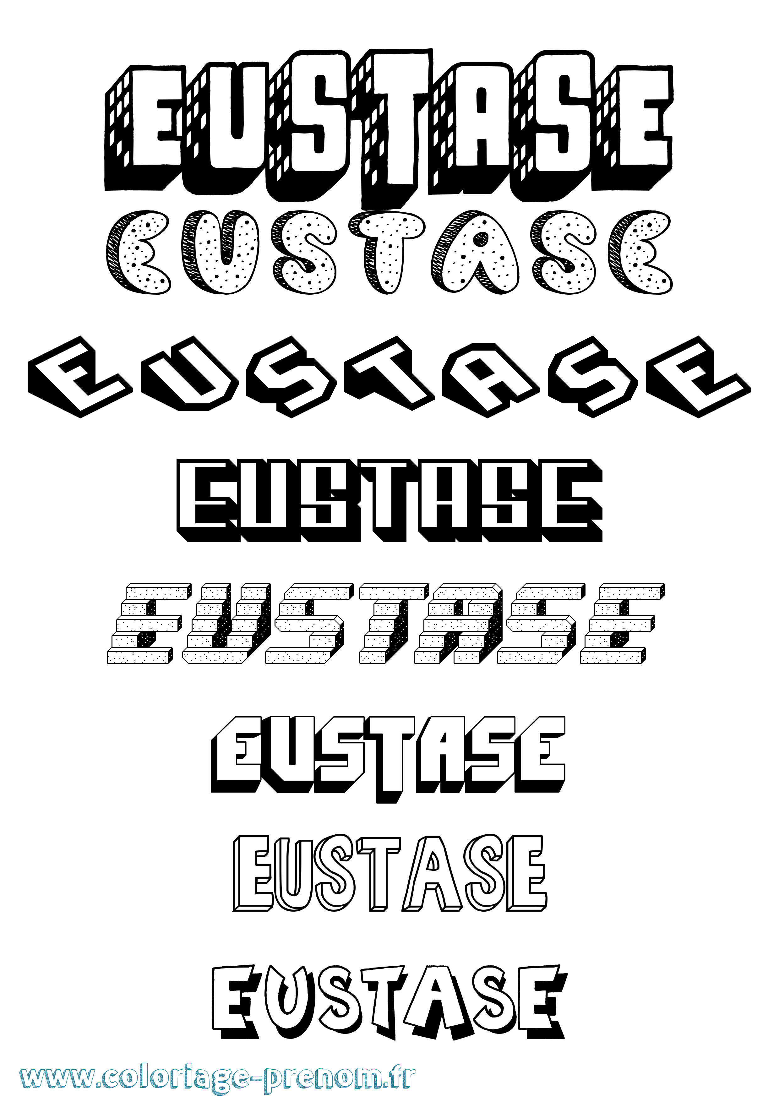 Coloriage Eustase Effet 3D Coloriage prénom Eustase Effet 3D