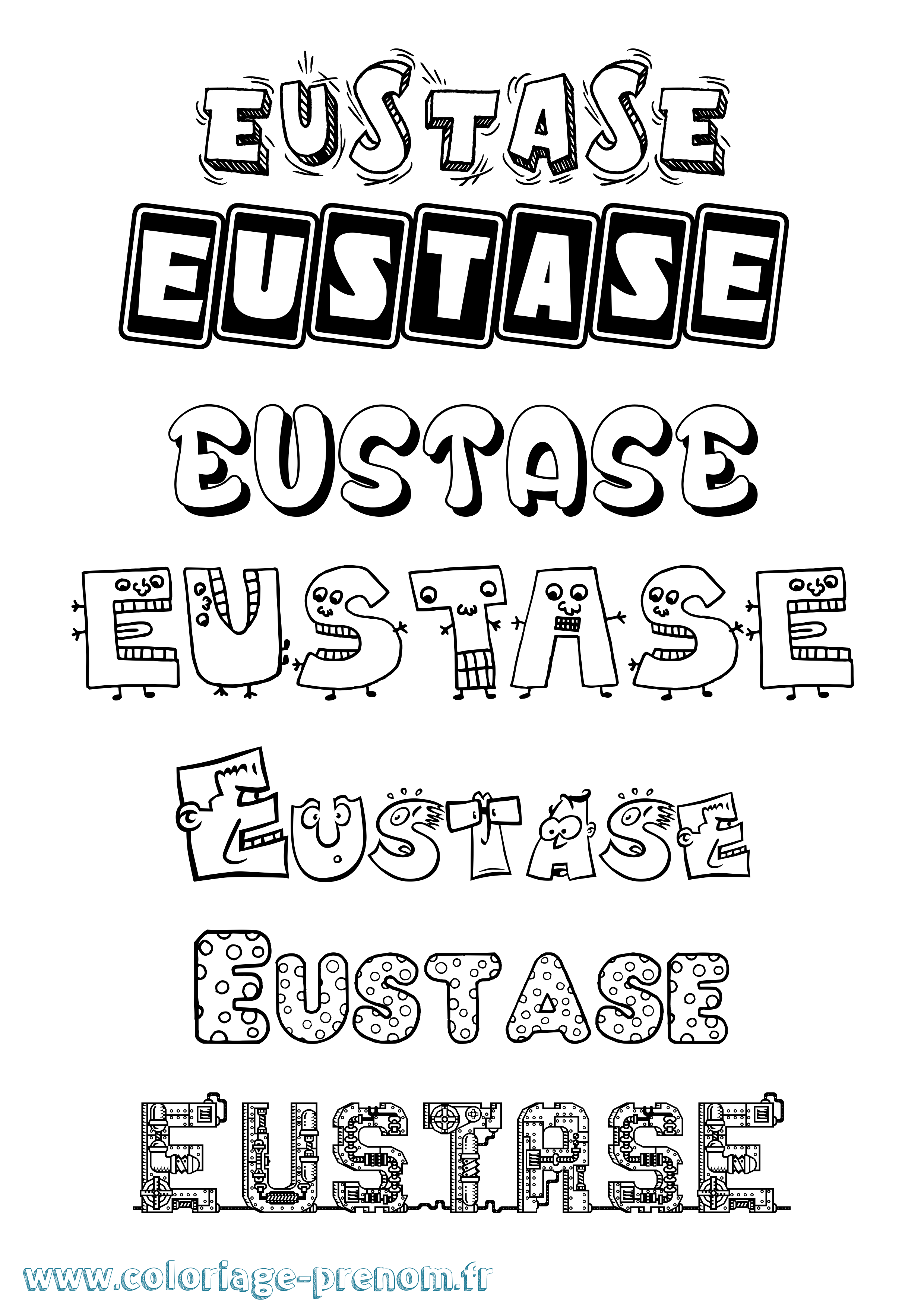 Coloriage Eustase Fun Coloriage prénom Eustase Fun