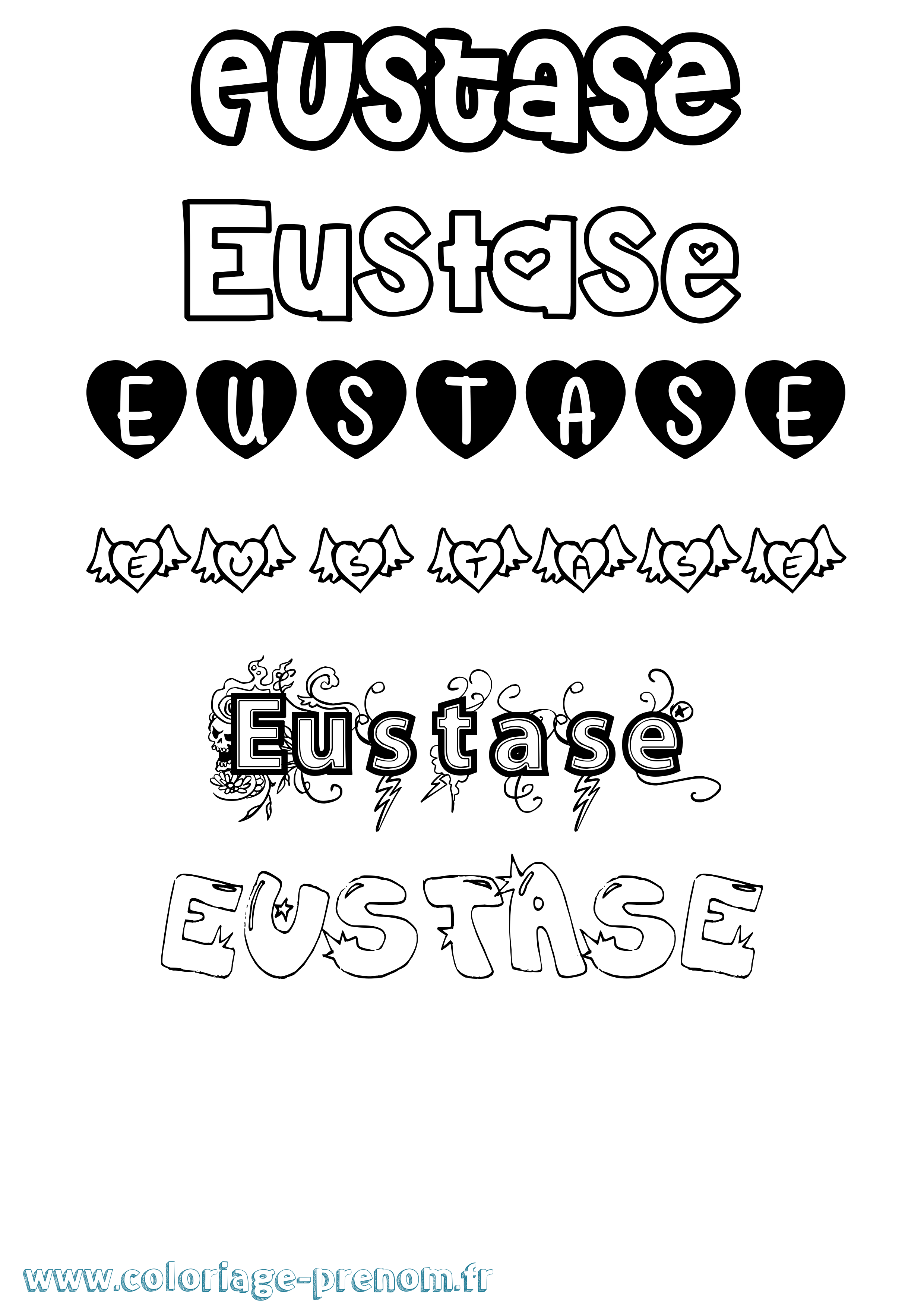 Coloriage Eustase Girly Coloriage prénom Eustase Girly